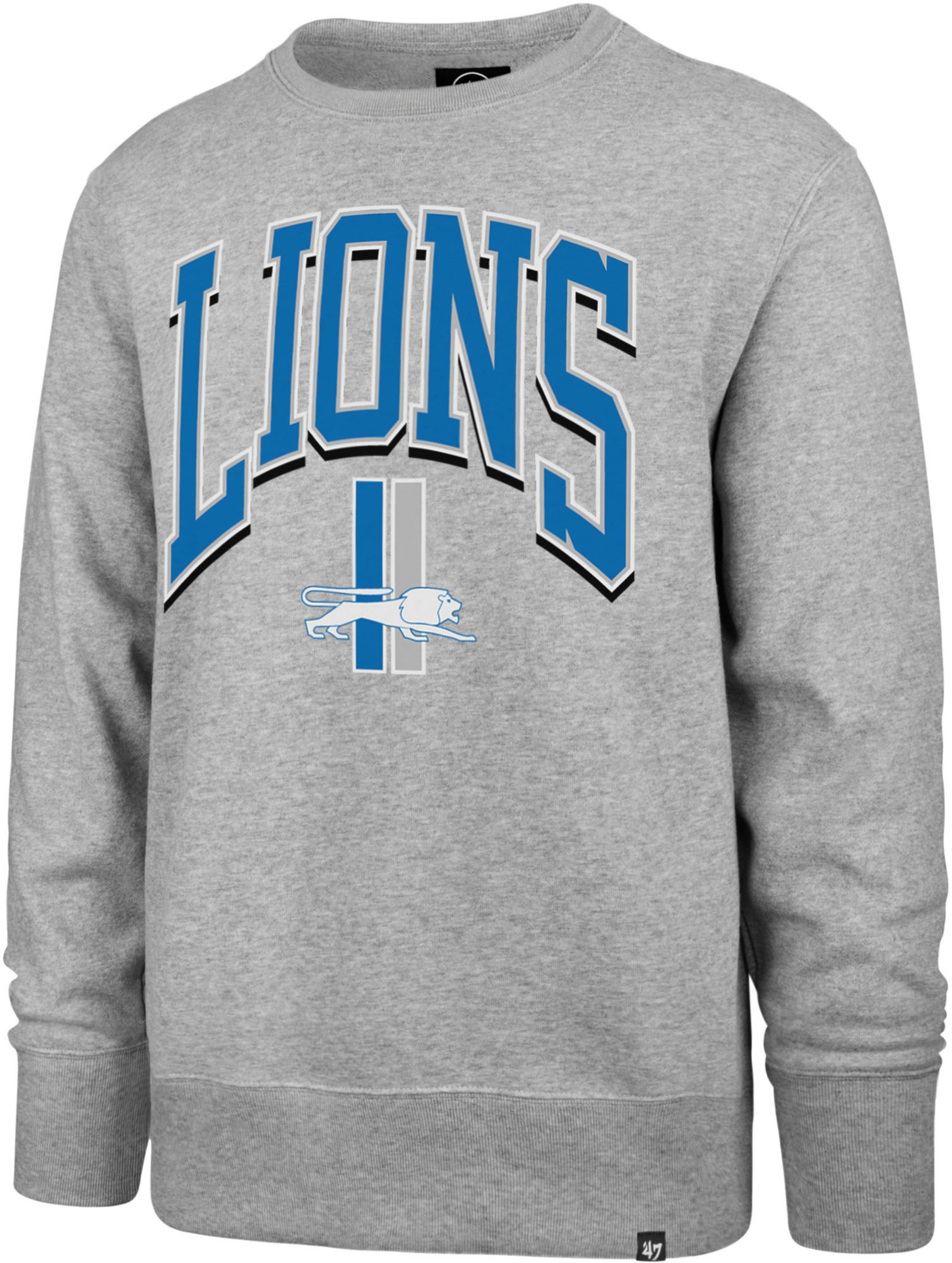 '47 Adult Detroit Lions Grey Walk Tall Crewneck Sweatshirt