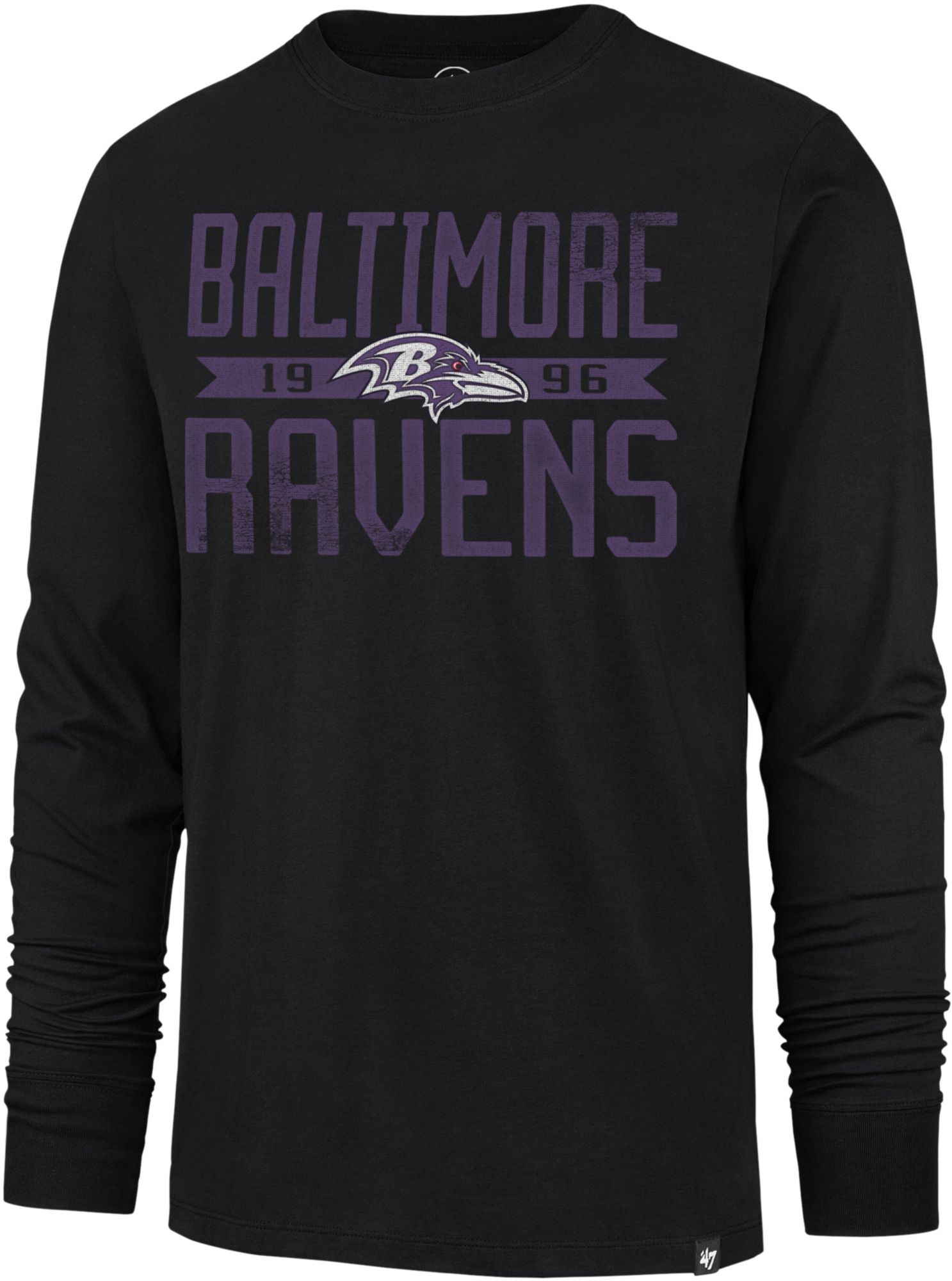 '47 Men's Baltimore Ravens Black Wide Out Long Sleeve T-Shirt