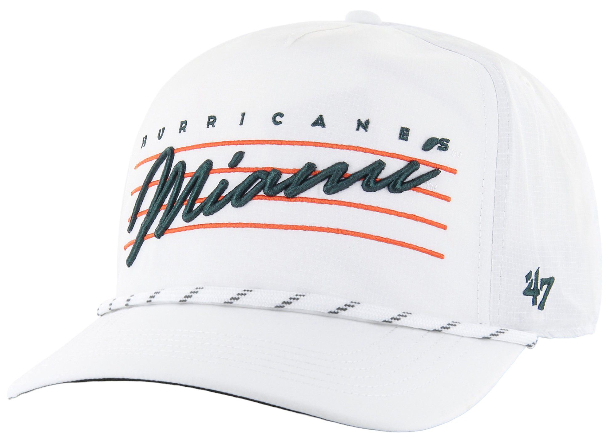 '47 Adult Miami Hurricanes White Down Burst Hitch Adjustable Hat