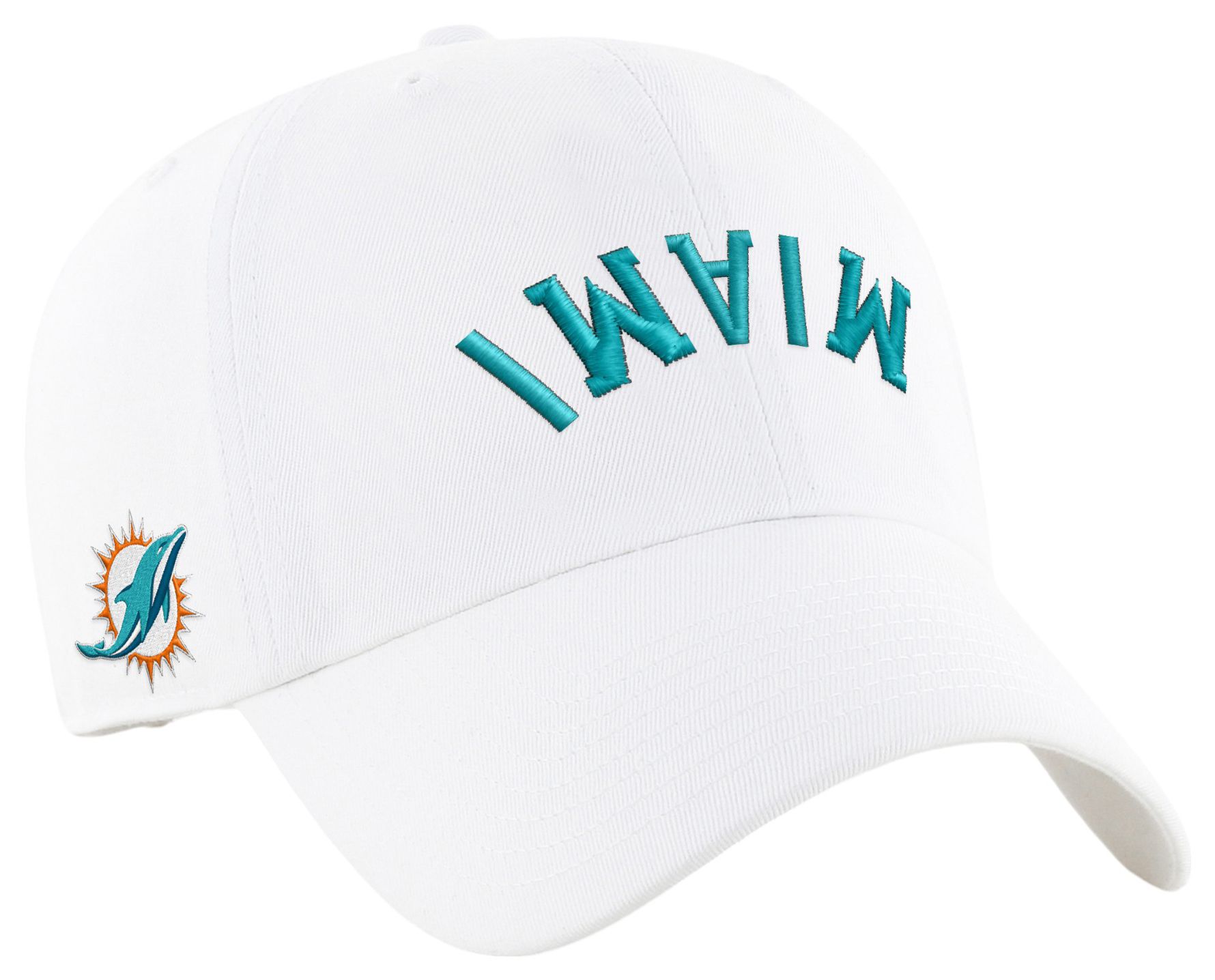 '47 Adult Miami Dolphins Upside Down White Clean Up Adjustable Hat