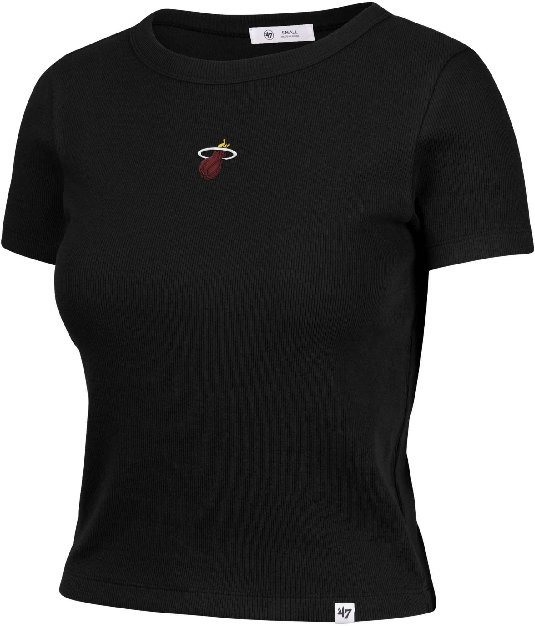 '47 Women's Miami Heat Black Baby Rib T-Shirt