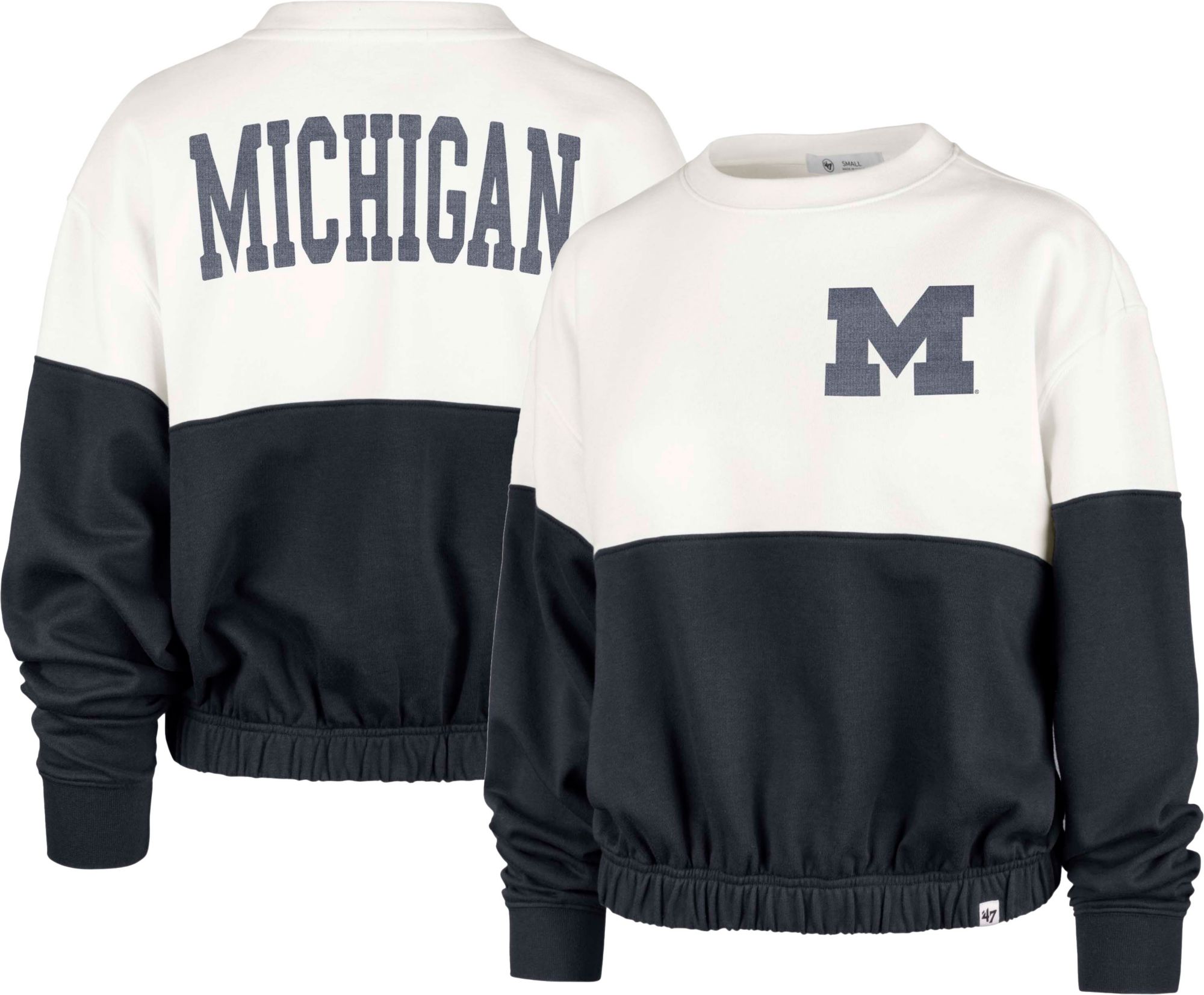 '47 Women's Michigan Wolverines White Bonita Crew Pullover Sweatshirt