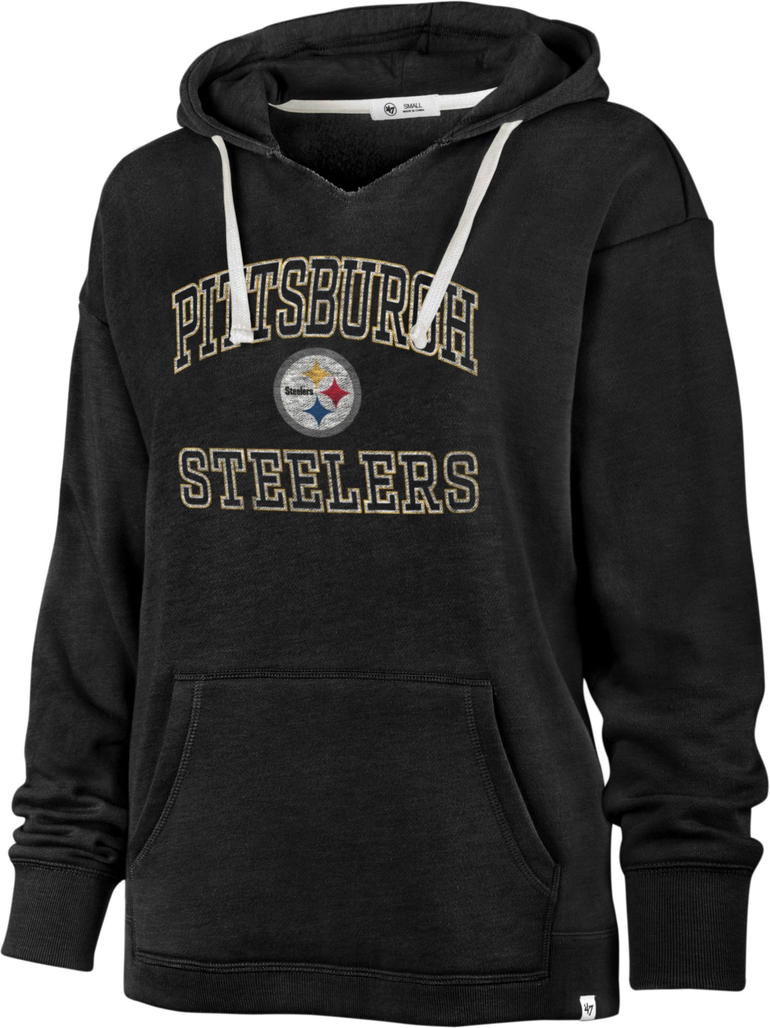 '47 Women's Pittsburgh Steelers Clarity Black Pullover Hoodie