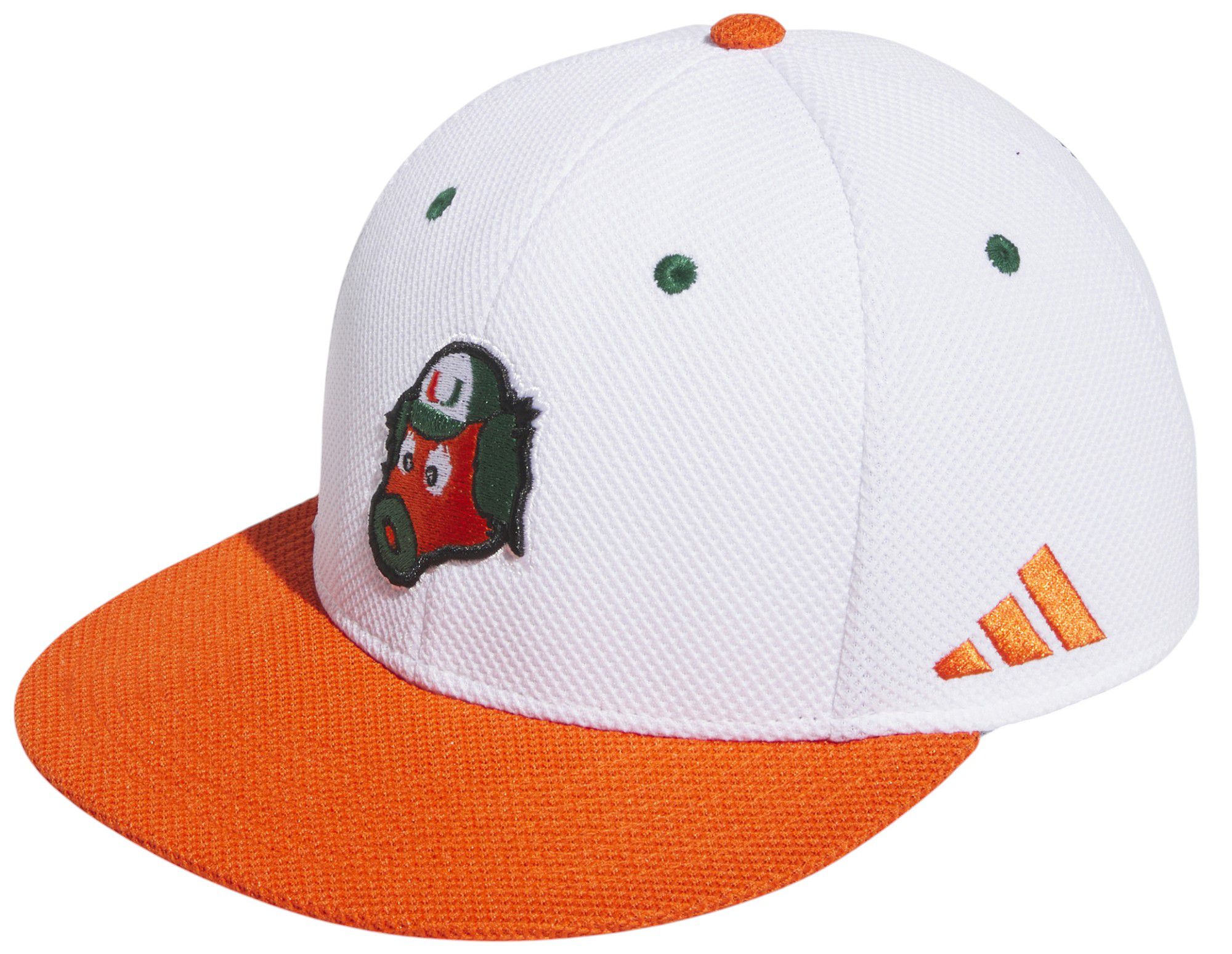 adidas Adult Miami Hurricanes White Mesh Fitted Hat
