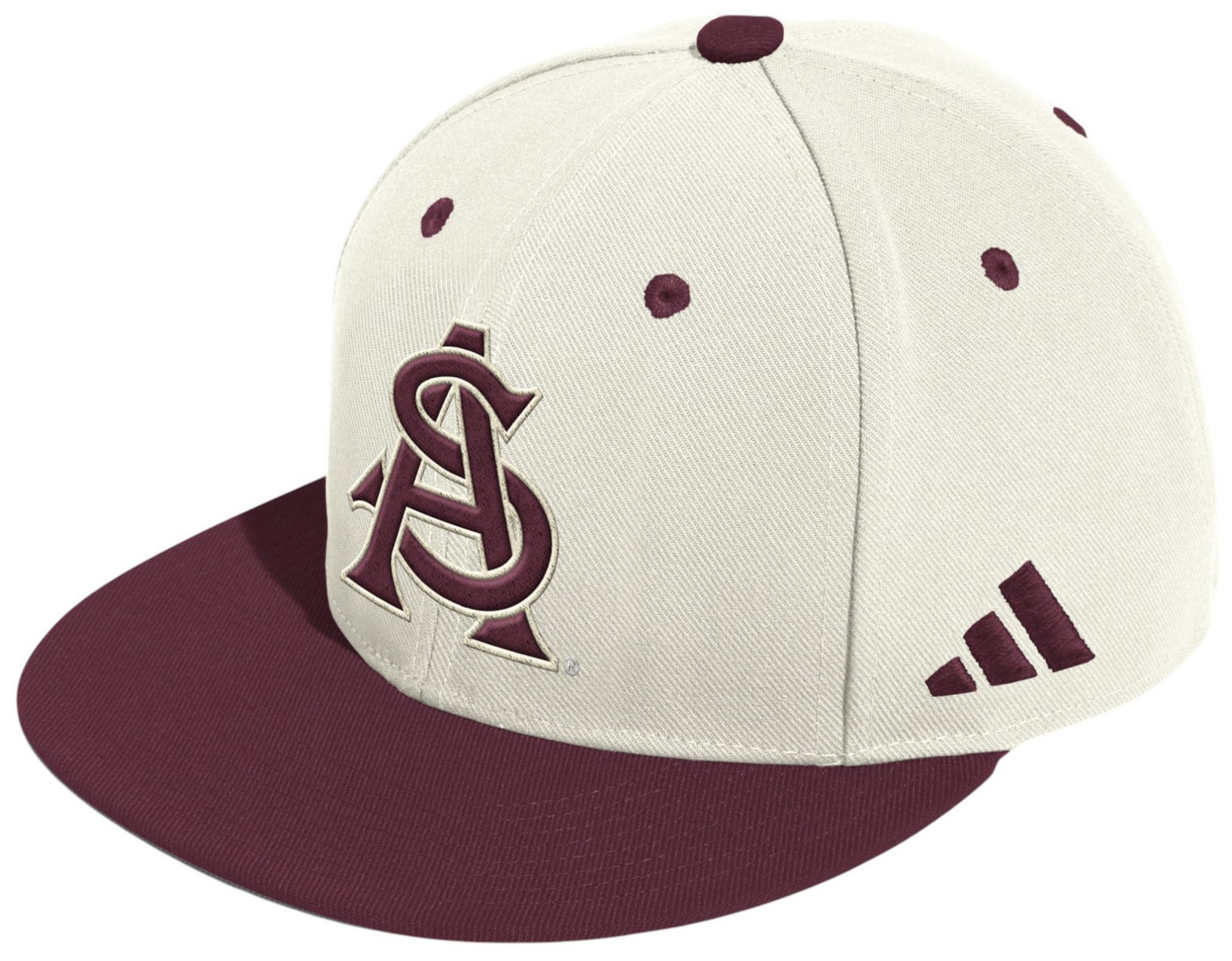 adidas Adult Arizona State Sun Devils White/Maroon Gold Standard Wool Fitted Hat