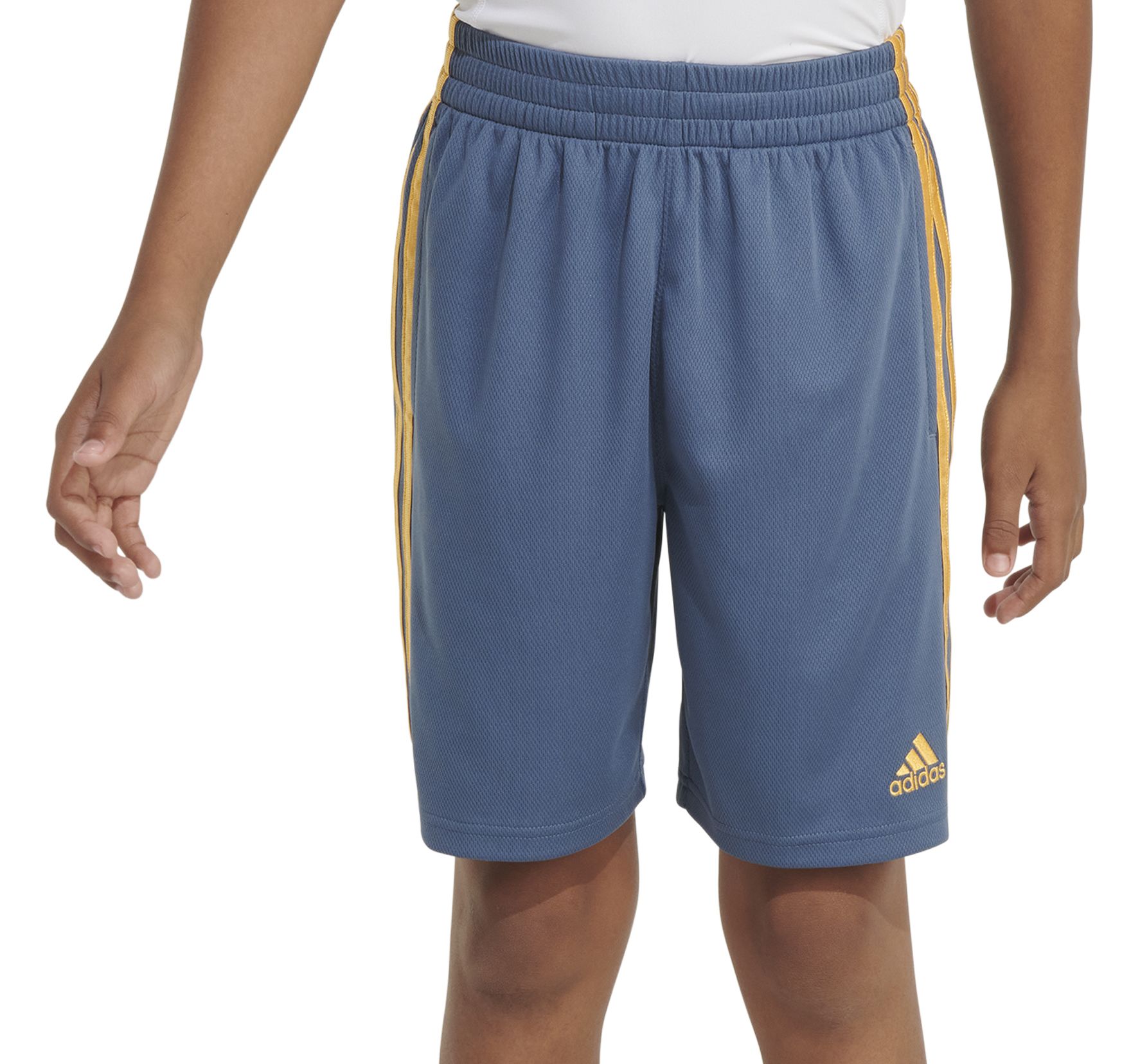adidas Boys' Elastic Waist 3-Stripe Mesh Shorts
