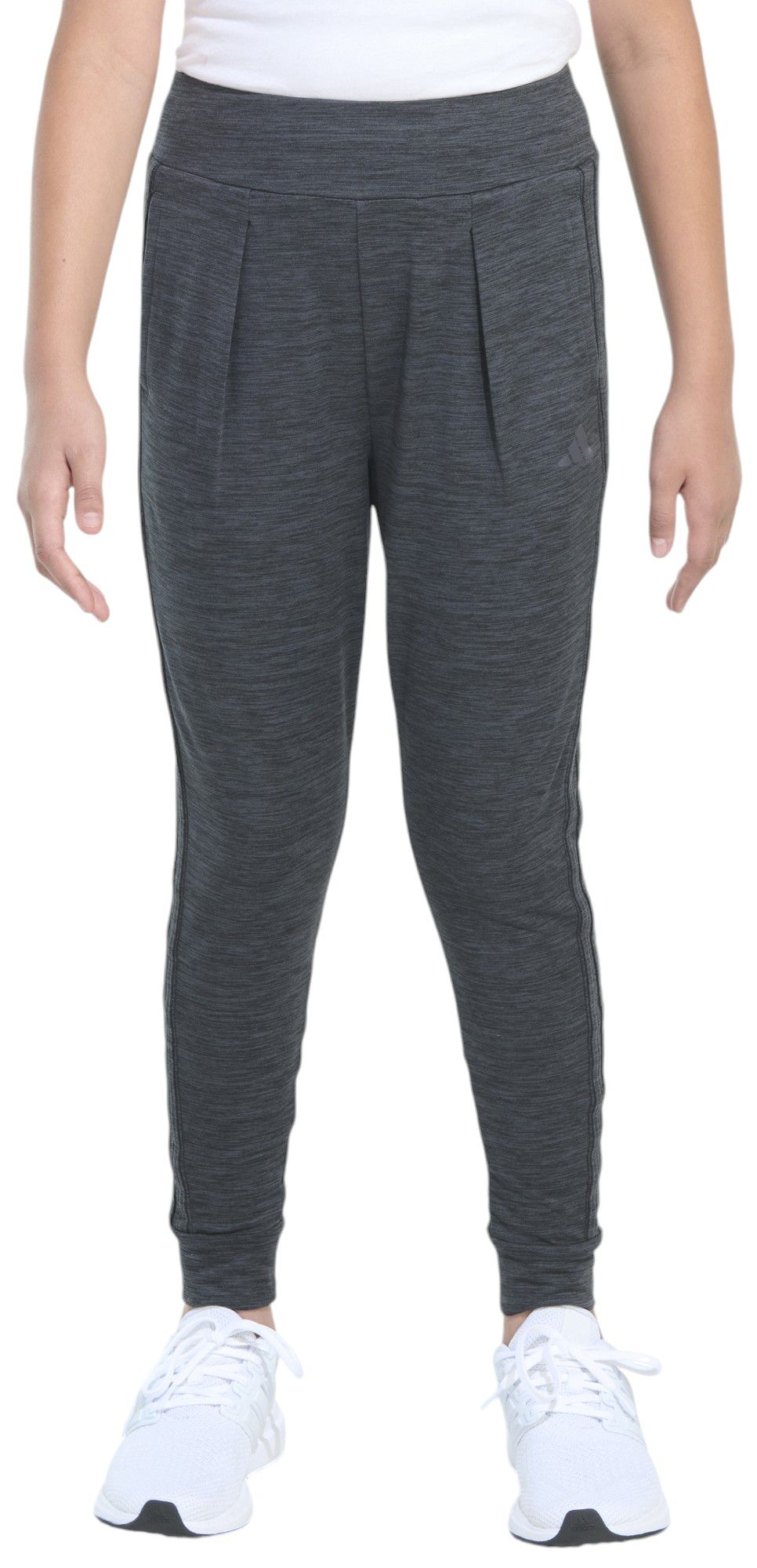 adidas Girls' 3-Stripe Cuffed Mélange Jogger