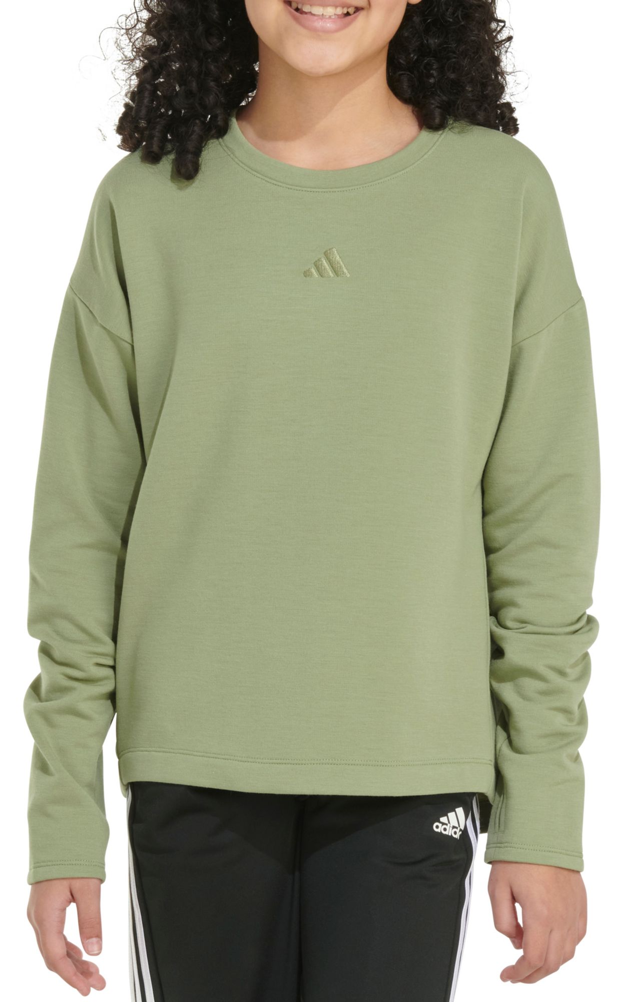 adidas Girls' Embroidered Training Lightweight Long Sleeve Pullover