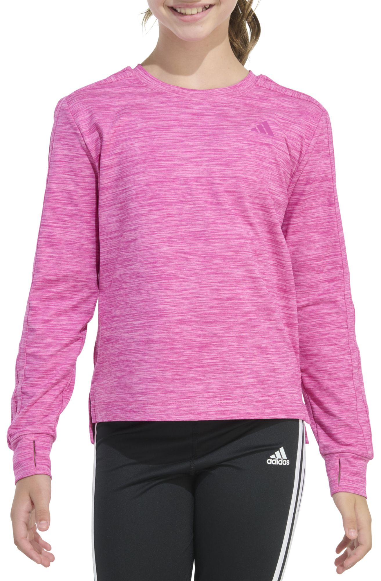 adidas Girls' Mélange Long Sleeve Training T-Shirt
