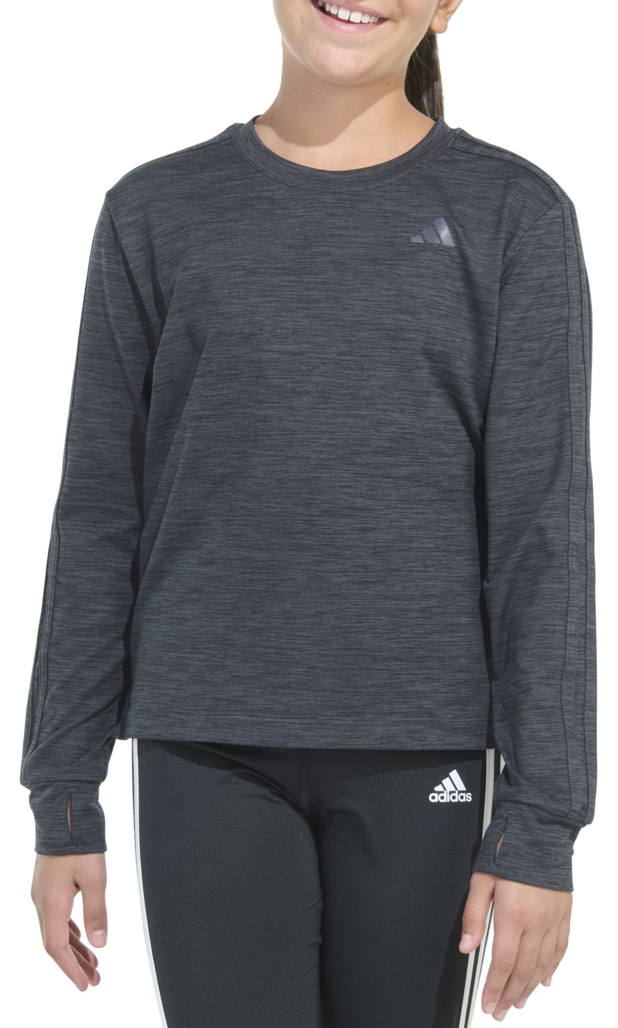 adidas Girls' Mélange Long Sleeve Training T-Shirt