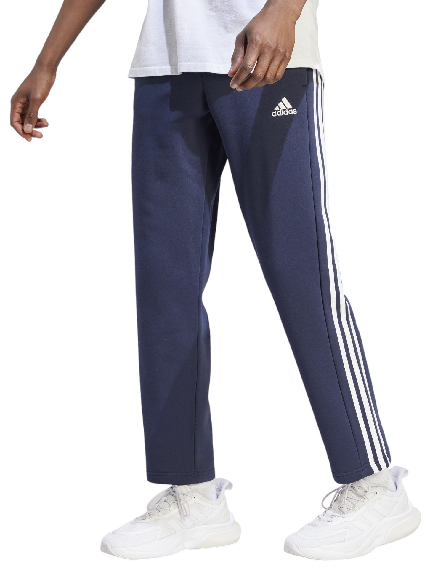 adidas Men's 3-Stripes Open Hem Fleece Pants
