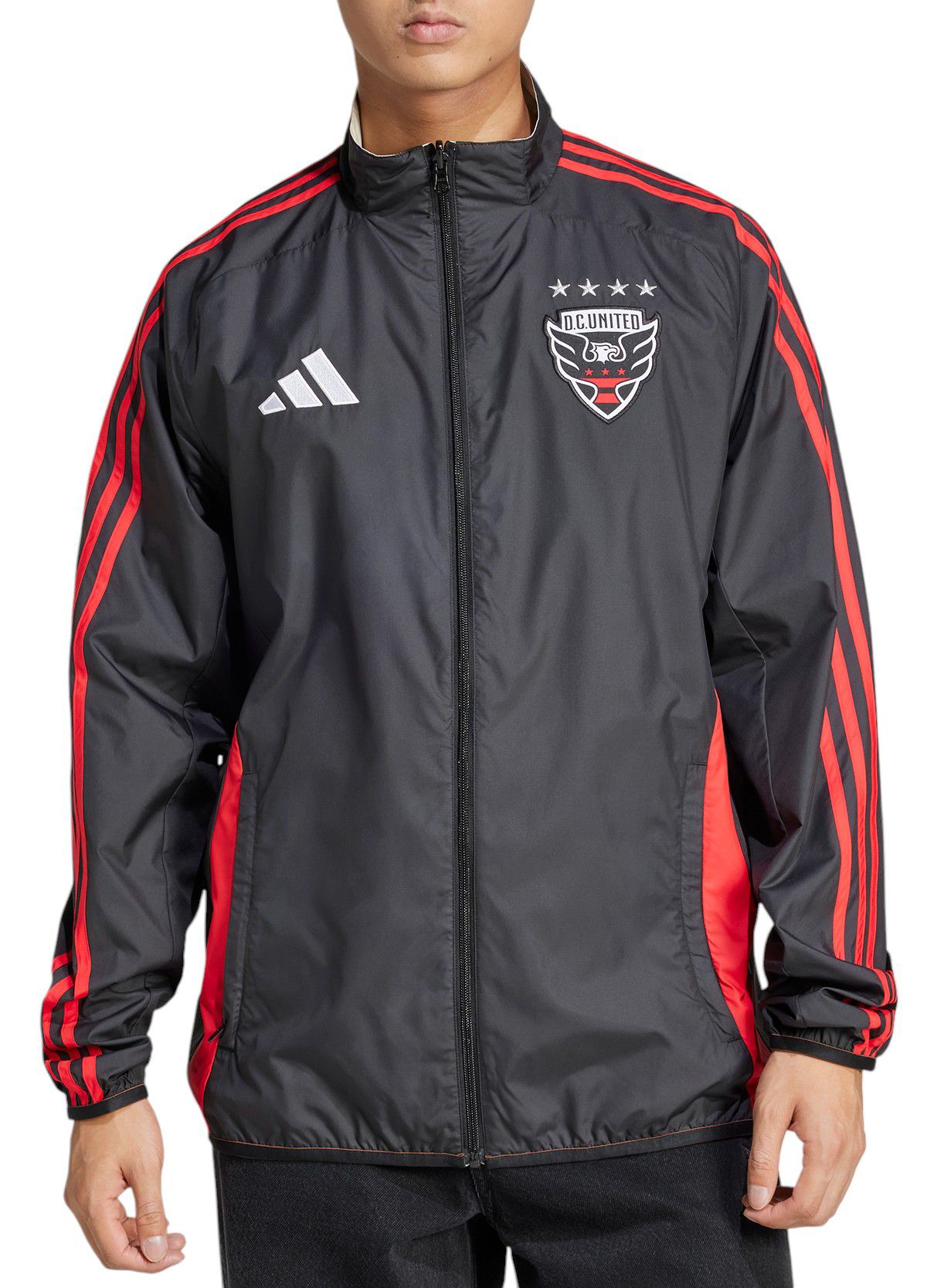 adidas Adult D.C. United 2025 Black Anthem Reversible Jacket