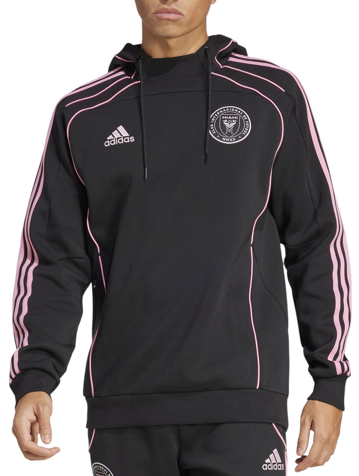 adidas Men's Inter Miami CF 2025 Black Travel Pullover Hoodie