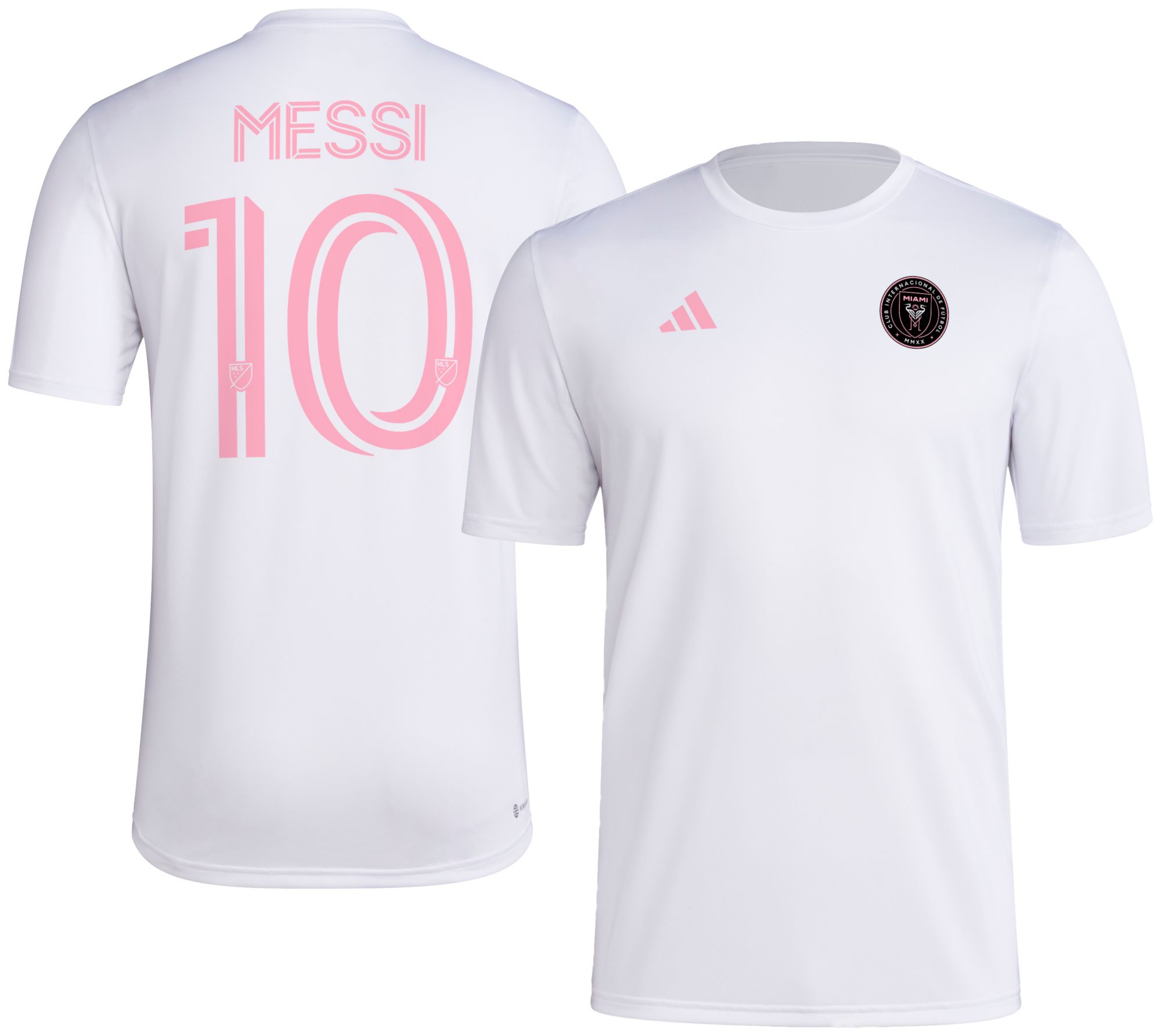 adidas Adult Inter Miami CF Lionel Messi #10 White T-Shirt