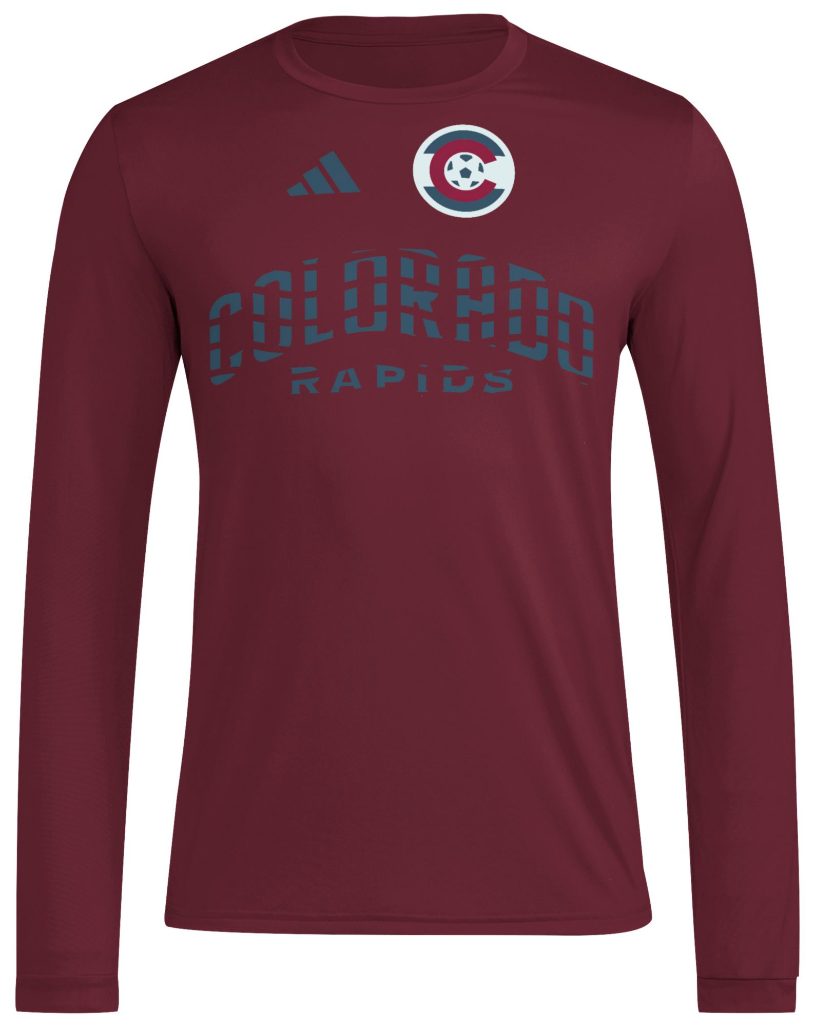adidas Men's Colorado Rapids 25 Maroon Away Authentic Long Sleeve T-Shirt