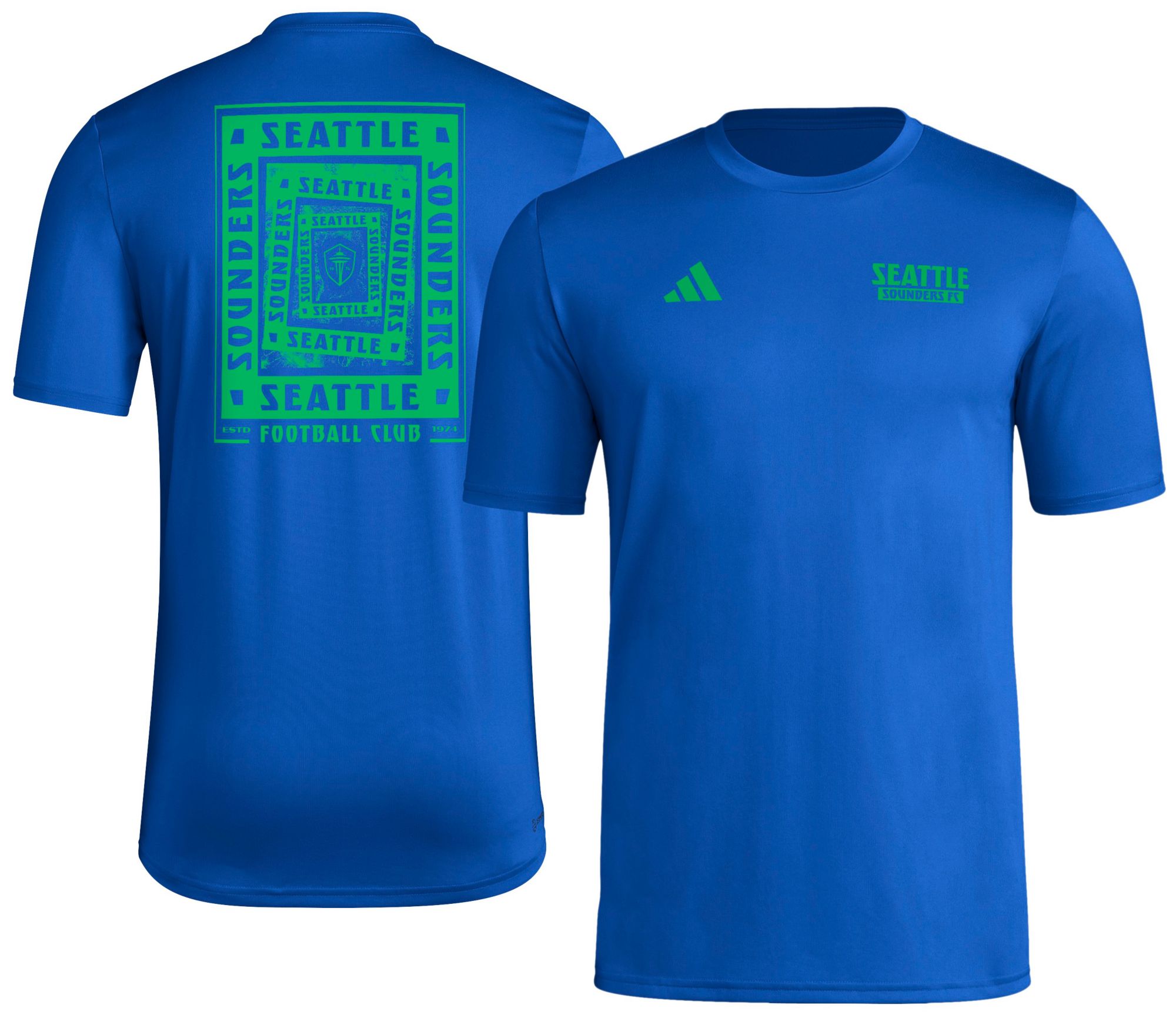 adidas Men's Seattle Sounders 2025 Blue Local Warp T-Shirt