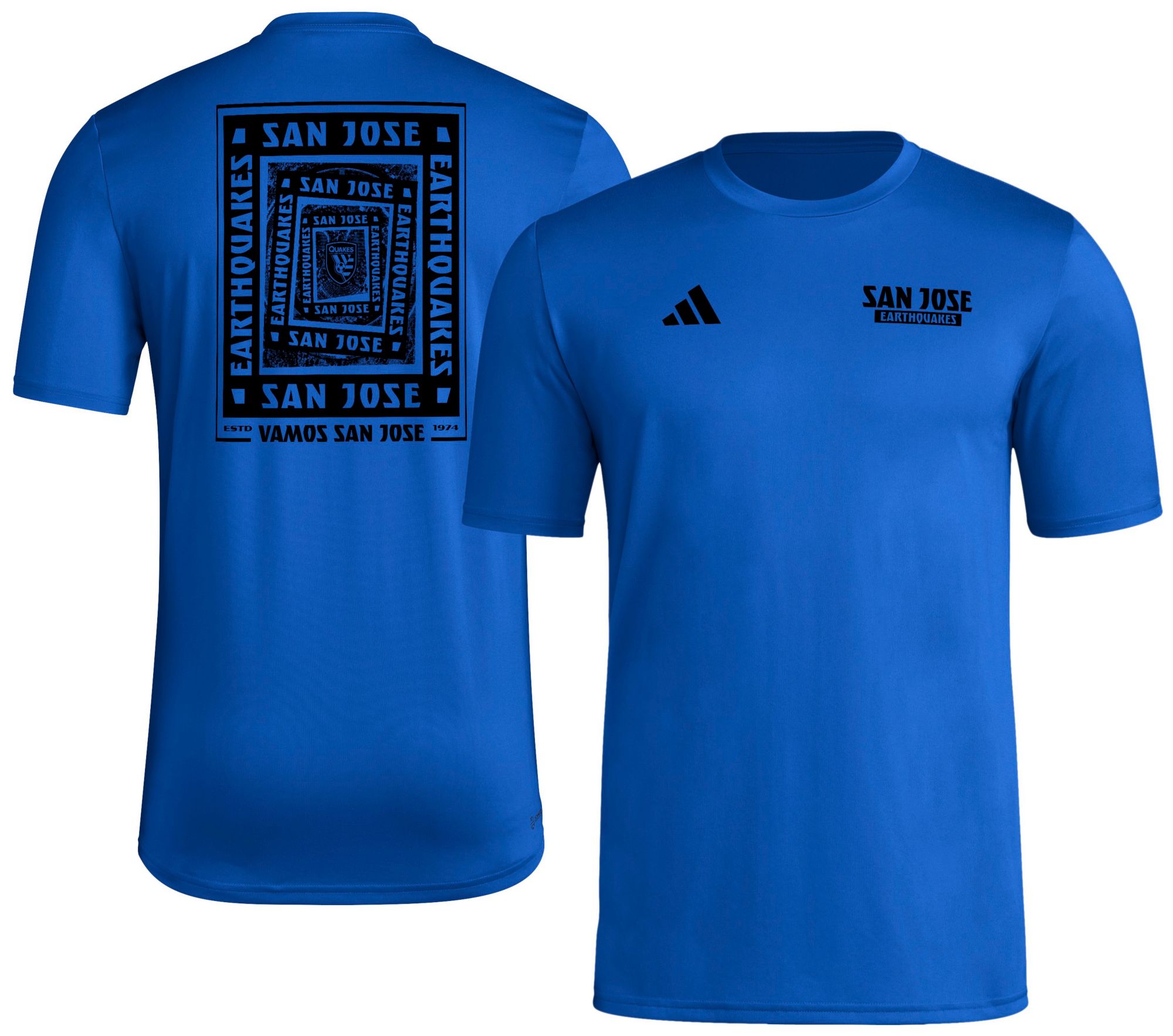 adidas Men's San Jose Earthquakes 2025 Blue Local Warp T-Shirt