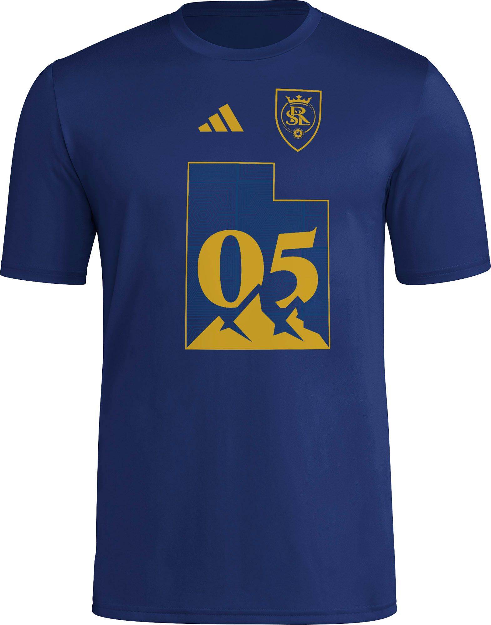 adidas Adult Real Salt Lake 2025 Blue Jersey Hook Away T-Shirt