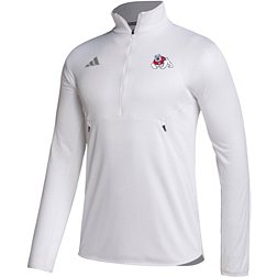 adidas Men's Fresno State Bulldogs White Stadium Knit 1/4 Zip Shirt
