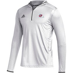 adidas Men's Fresno State Bulldogs White Team Issue Hooded 1/4 Zip Shirt