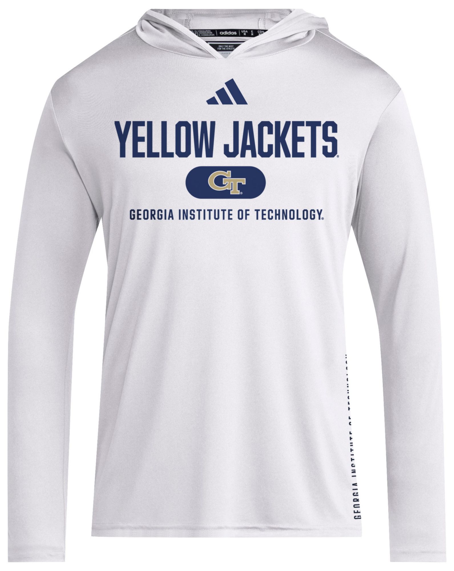 adidas Men's Georgia Tech Yellow Jackets White Training Long Sleeve Hoodie T-Shirt