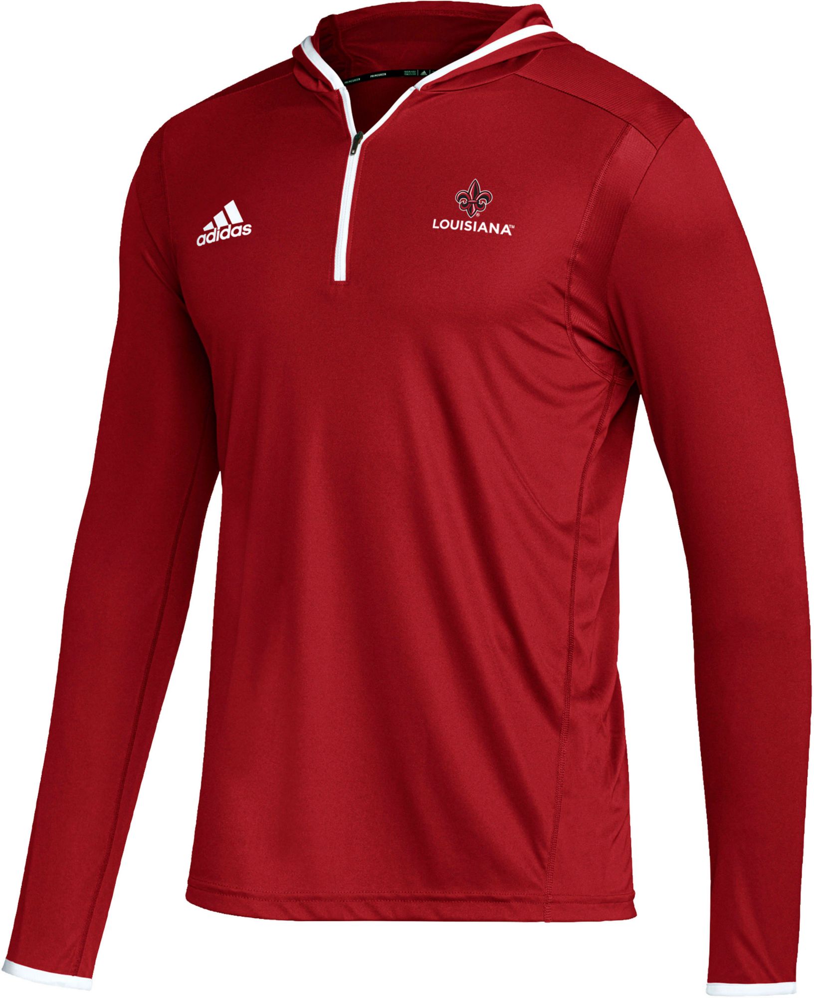 adidas Men's Louisiana-Lafayette Ragin' Cajuns Red Team Issue Hooded 1/4 Zip Shirt