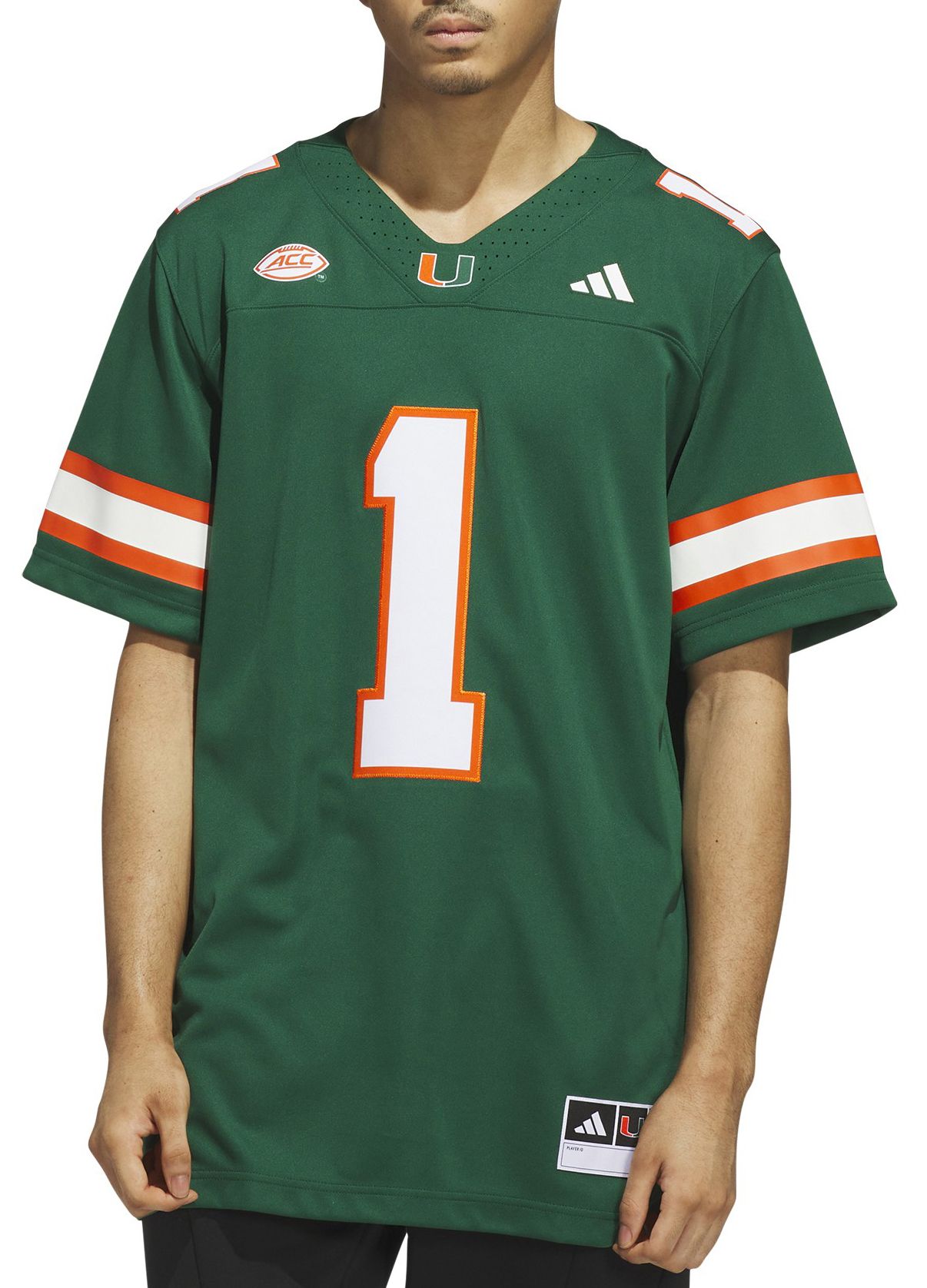 adidas Men's Miami Hurricanes Green Premier Replica Home Football Jersey