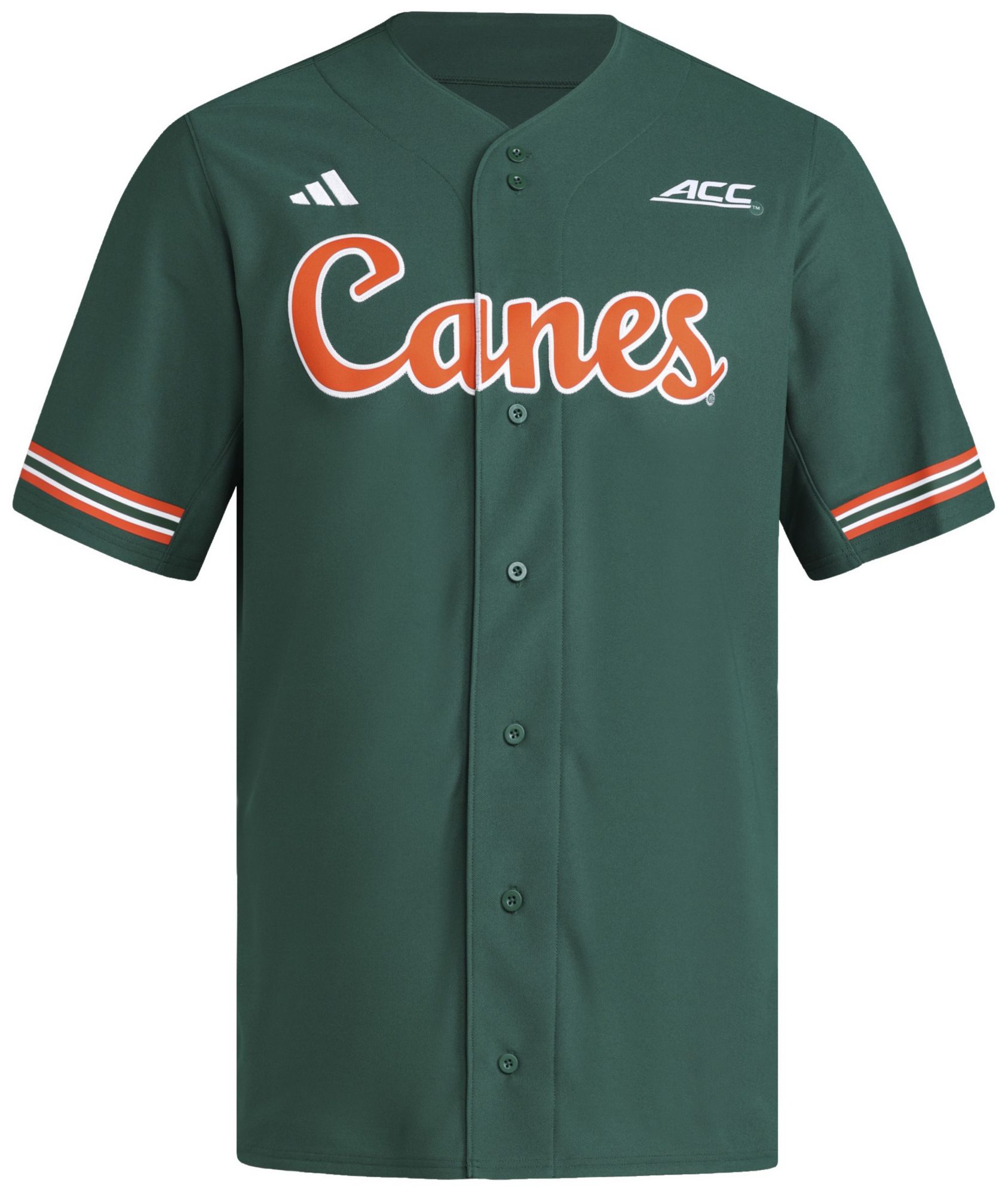 adidas Men's Miami Hurricanes Dark Green Replica Baseball Jersey