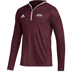adidas Men's Mississippi State Bulldogs Maroon Team Issue Hooded 1/4 Zip Shirt