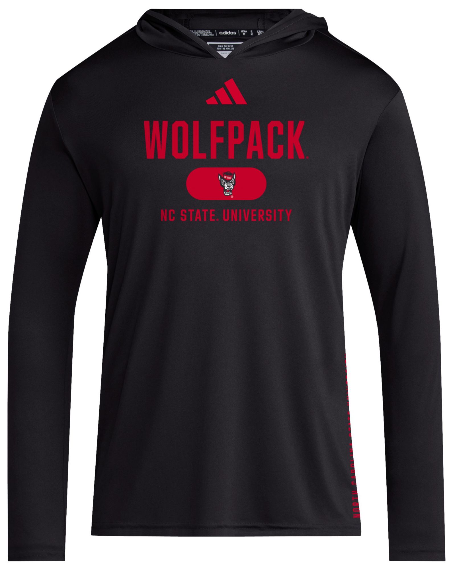 adidas Men's NC State Wolfpack Black Training Long Sleeve Hoodie T-Shirt