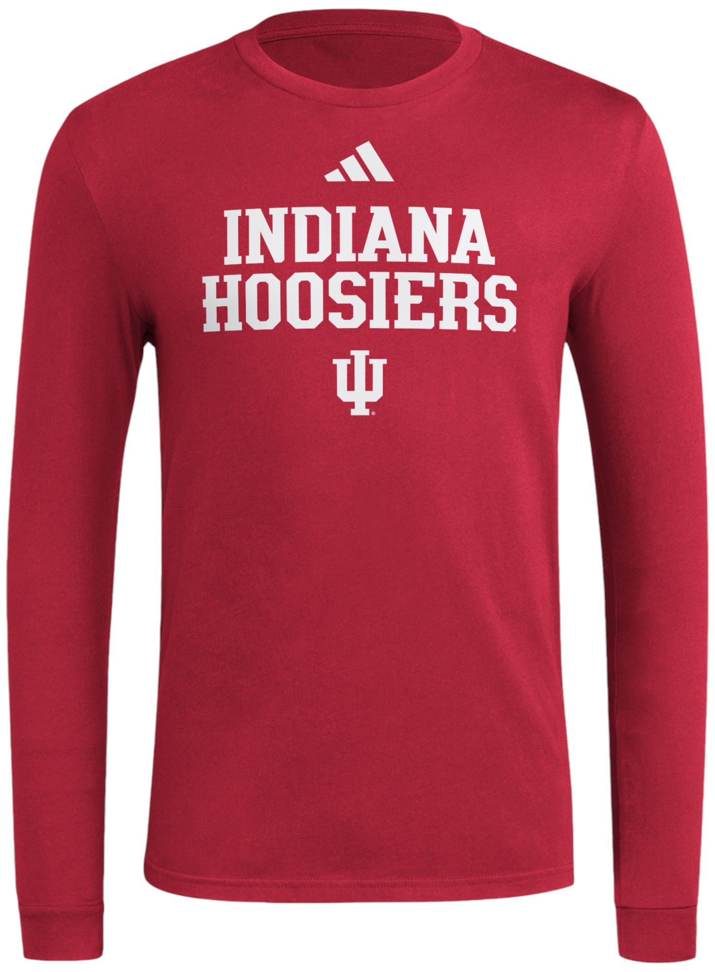 adidas Men's Indiana Hoosiers Red Center Stack Long Sleeve T-Shirt
