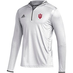 adidas Men's Indiana Hoosiers White Team Issue Hooded 1/4 Zip Shirt
