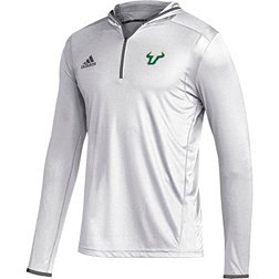 adidas Men's South Florida Bulls White Team Issue Hooded 1/4 Zip Shirt