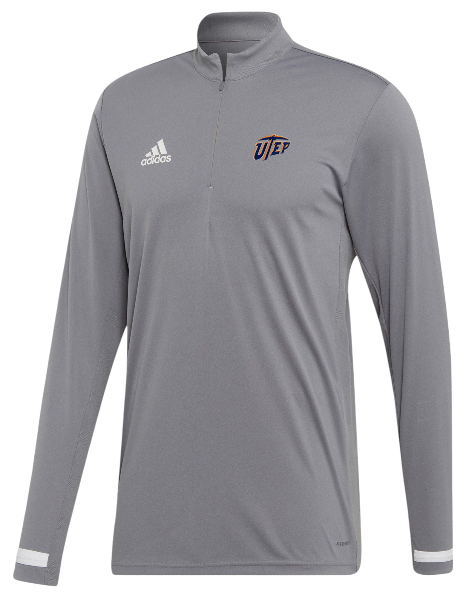 adidas Men's UTEP Miners Grey Team 19 Quarter-Zip Pullover Shirt