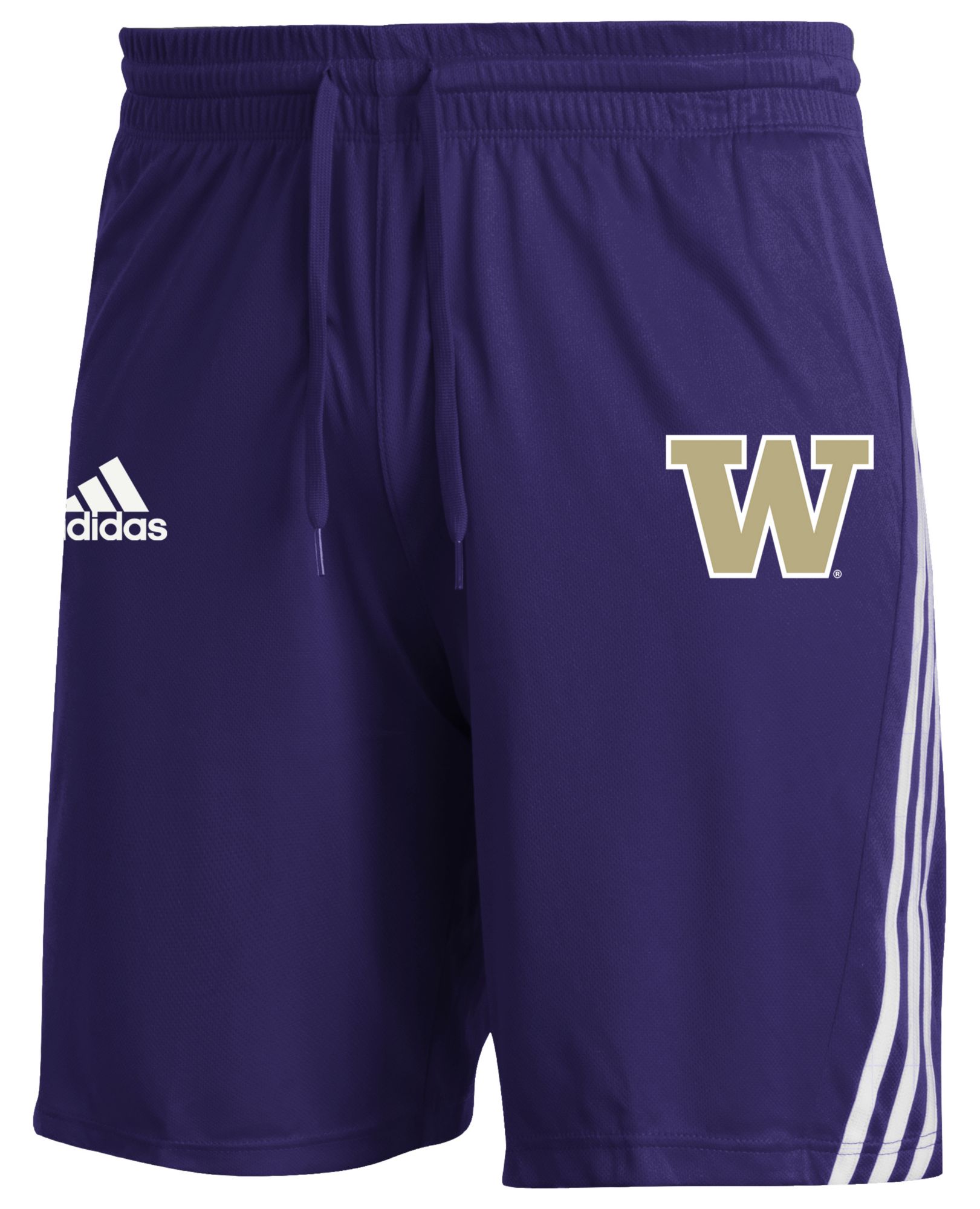 adidas Men's Washington Huskies Purple 3 Stripe Shorts