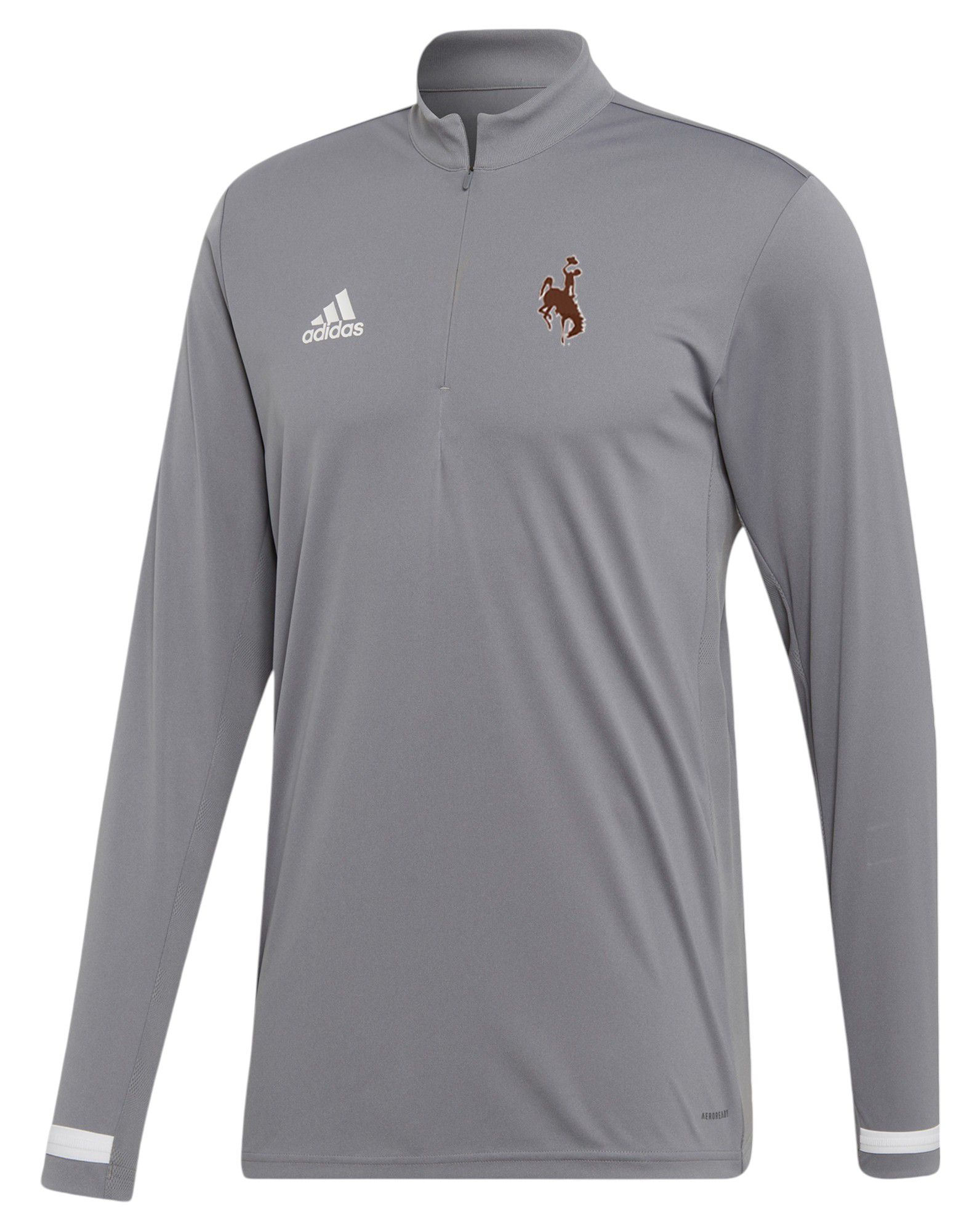 adidas Men's Wyoming Cowboys Grey Team 19 Quarter-Zip Pullover Shirt