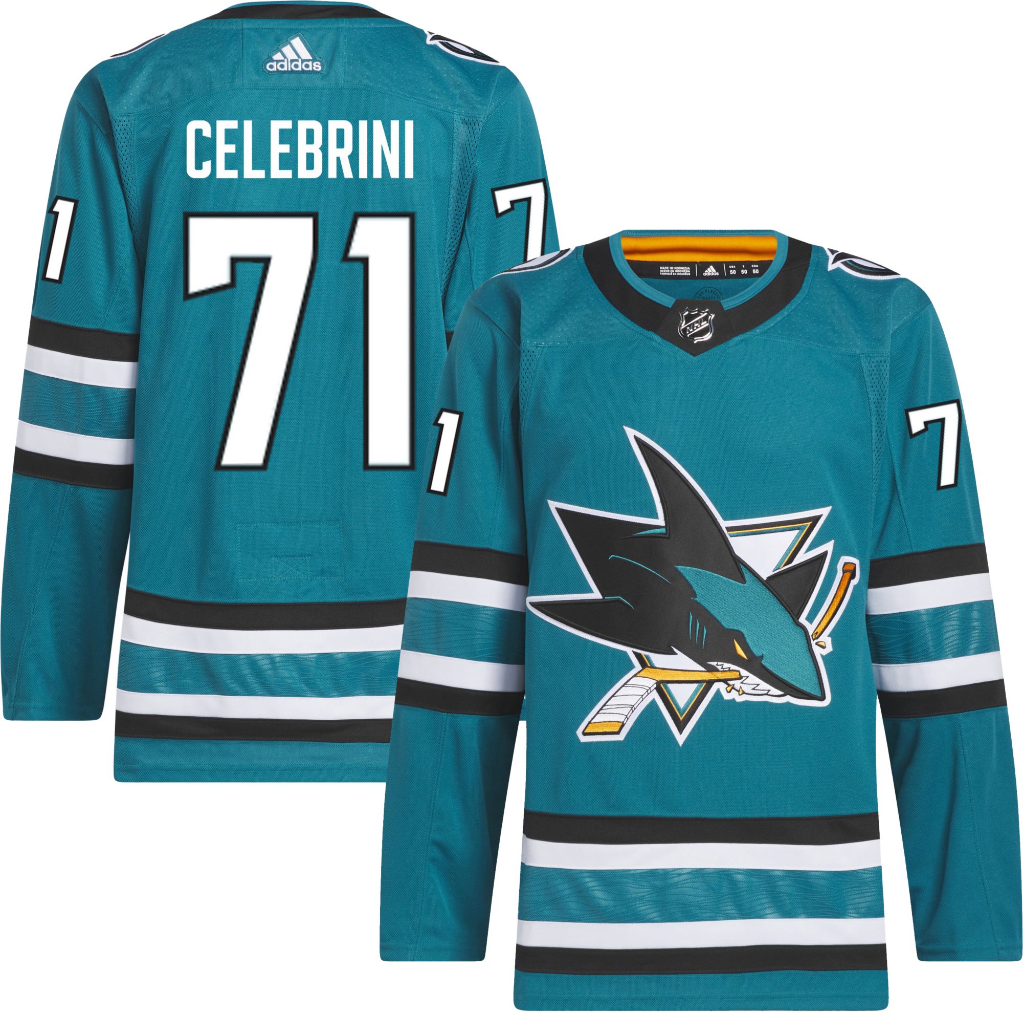 adidas Men's San Jose Sharks Macklin Celebrini #71 Home ADIZERO Premium Authentic Jersey