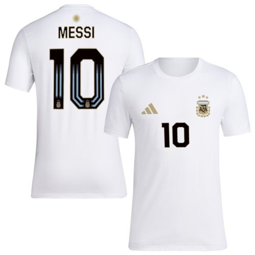 adidas Adult Argentina Lionel Messi #10 White T-Shirt