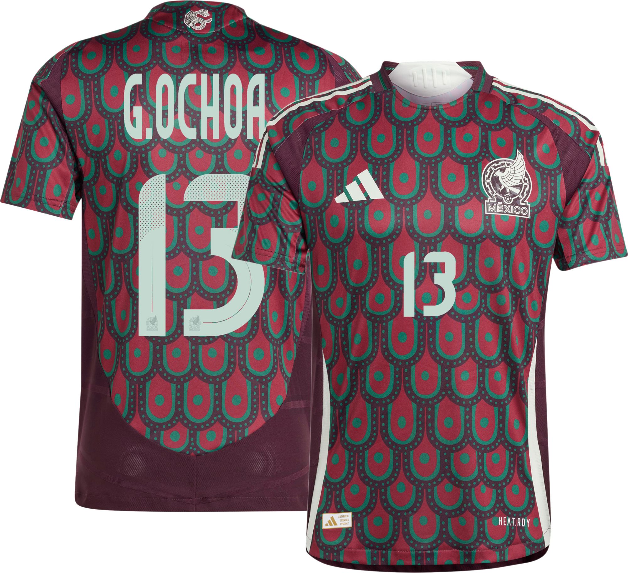 adidas Adult Mexico Guillermo Ochoa #13 Home Authentic Goalkeeper Jersey