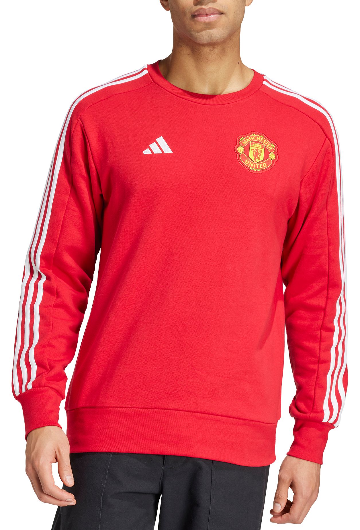adidas Adult Manchester United 2024 DNA Red Crew Sweatshirt