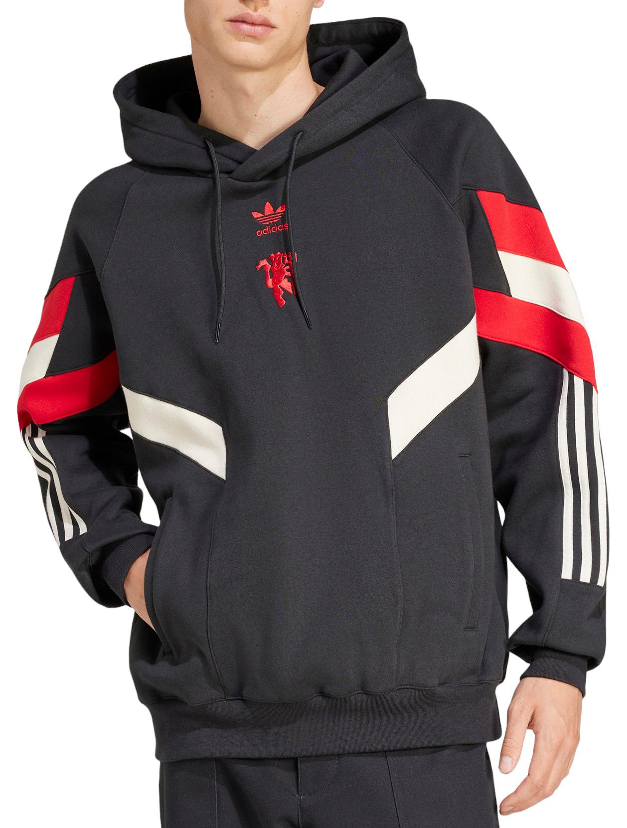 adidas Adult Manchester United 2024 Lifestyler Black Pullover Hoodie