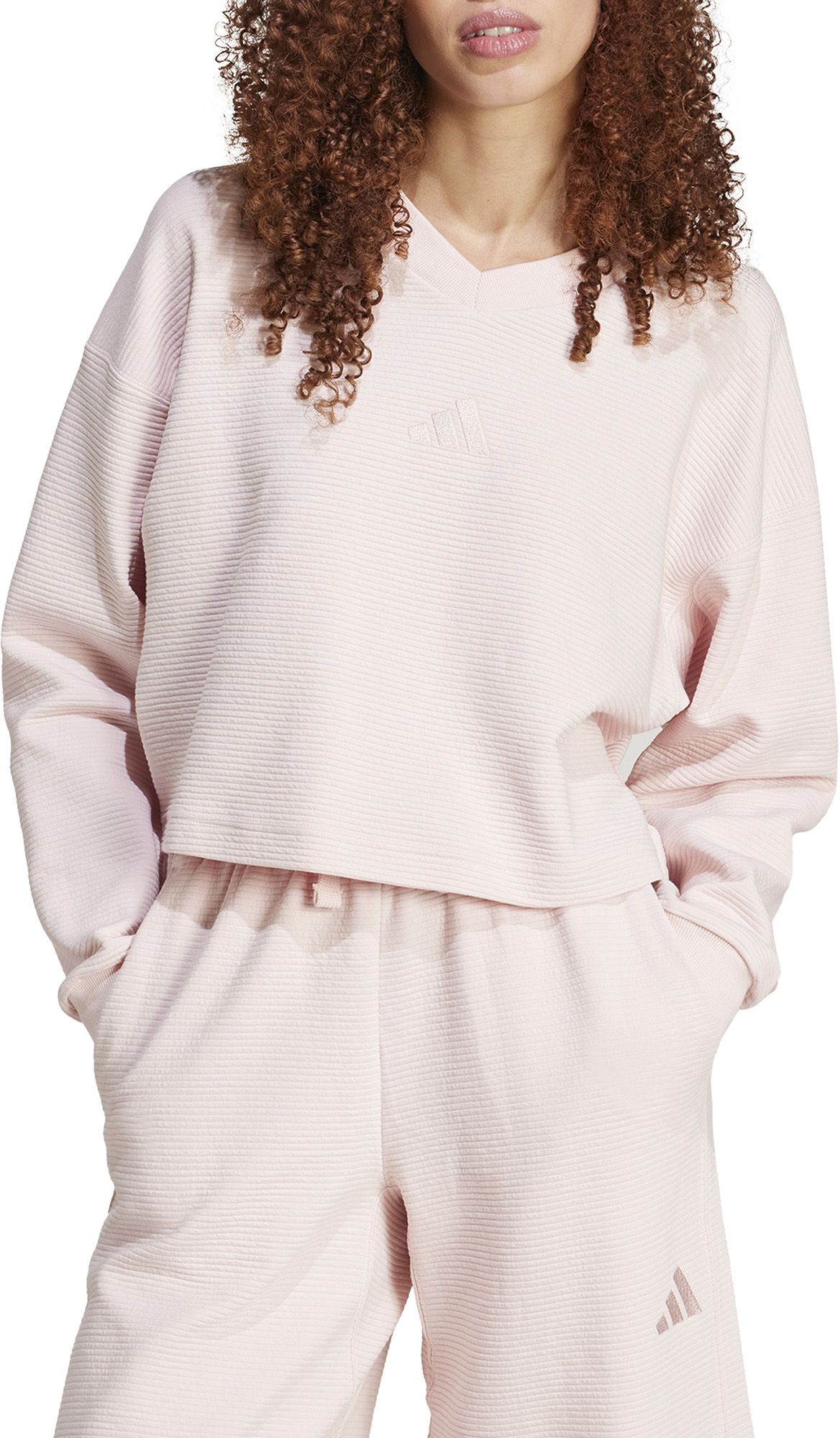 adidas Women's ALL SZN Ribbed V-Neck Sweatshirt