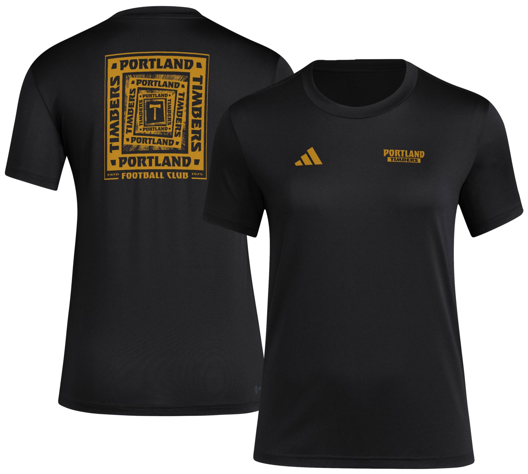 adidas Women's Portland Timbers 2025 Black Local Warp T-Shirt