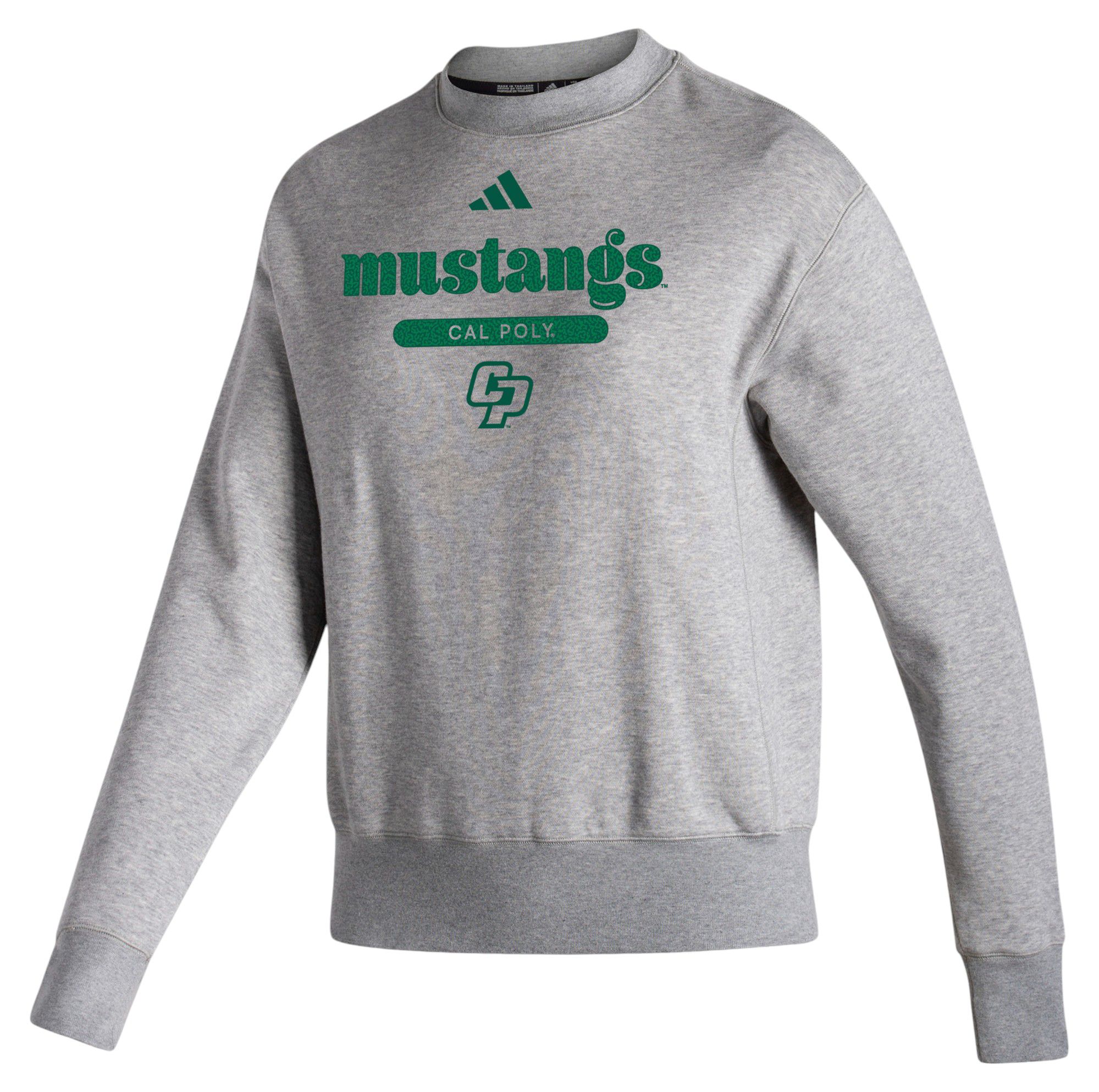 adidas Women's Cal Poly Mustangs Grey Vintage Pullover Crew Sweatshirt