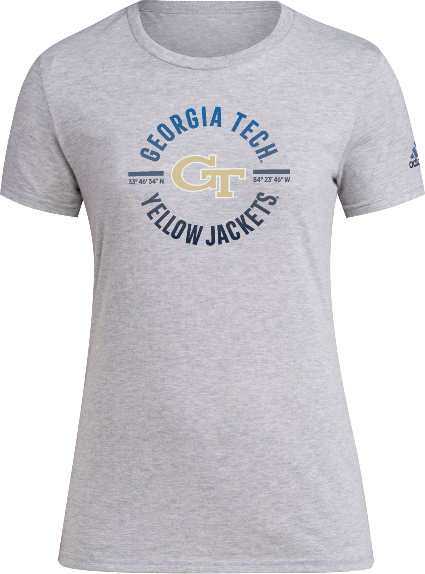 adidas Women's Georgia Tech Yellow Jackets Medium Grey Rise N' Shine T-Shirt
