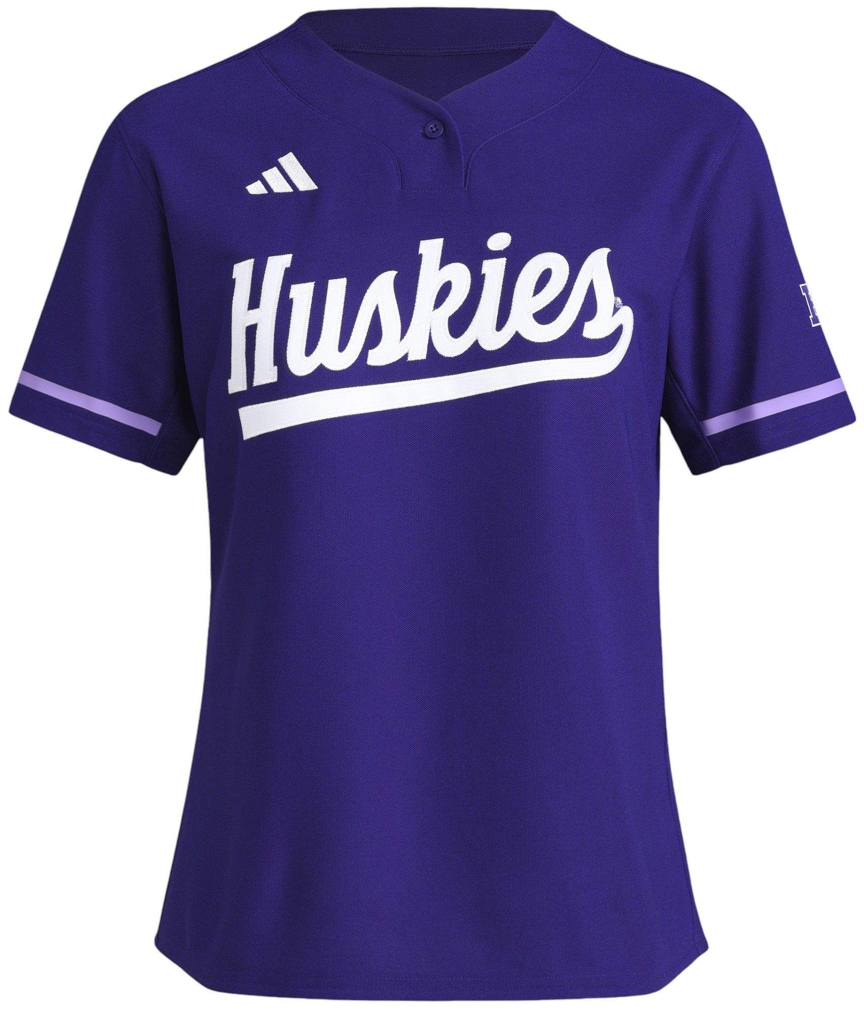 adidas Women's Washington Huskies College Purple Two Button Replica Softball Jersey