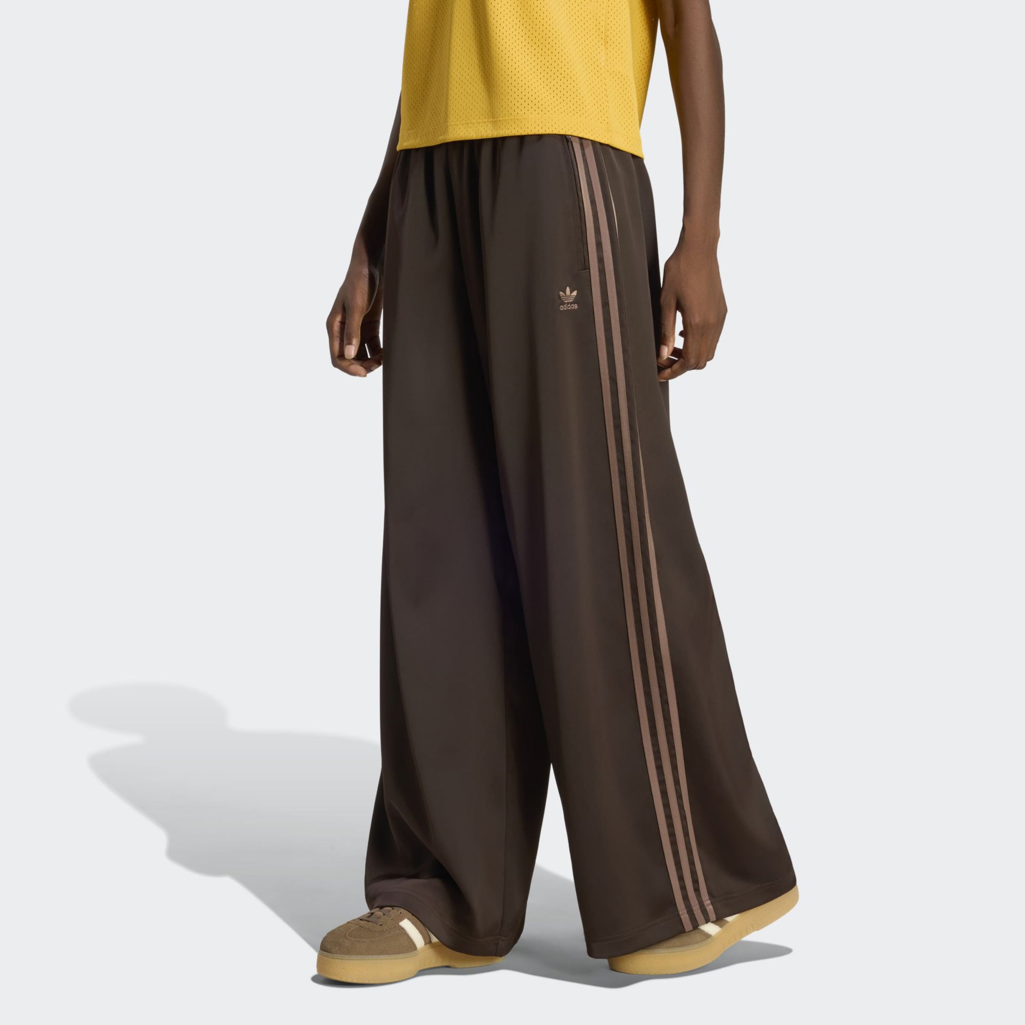 adidas Originals Women's Adicolor Satin Wide Leg Track Pants Aurora Coffee thumbnail