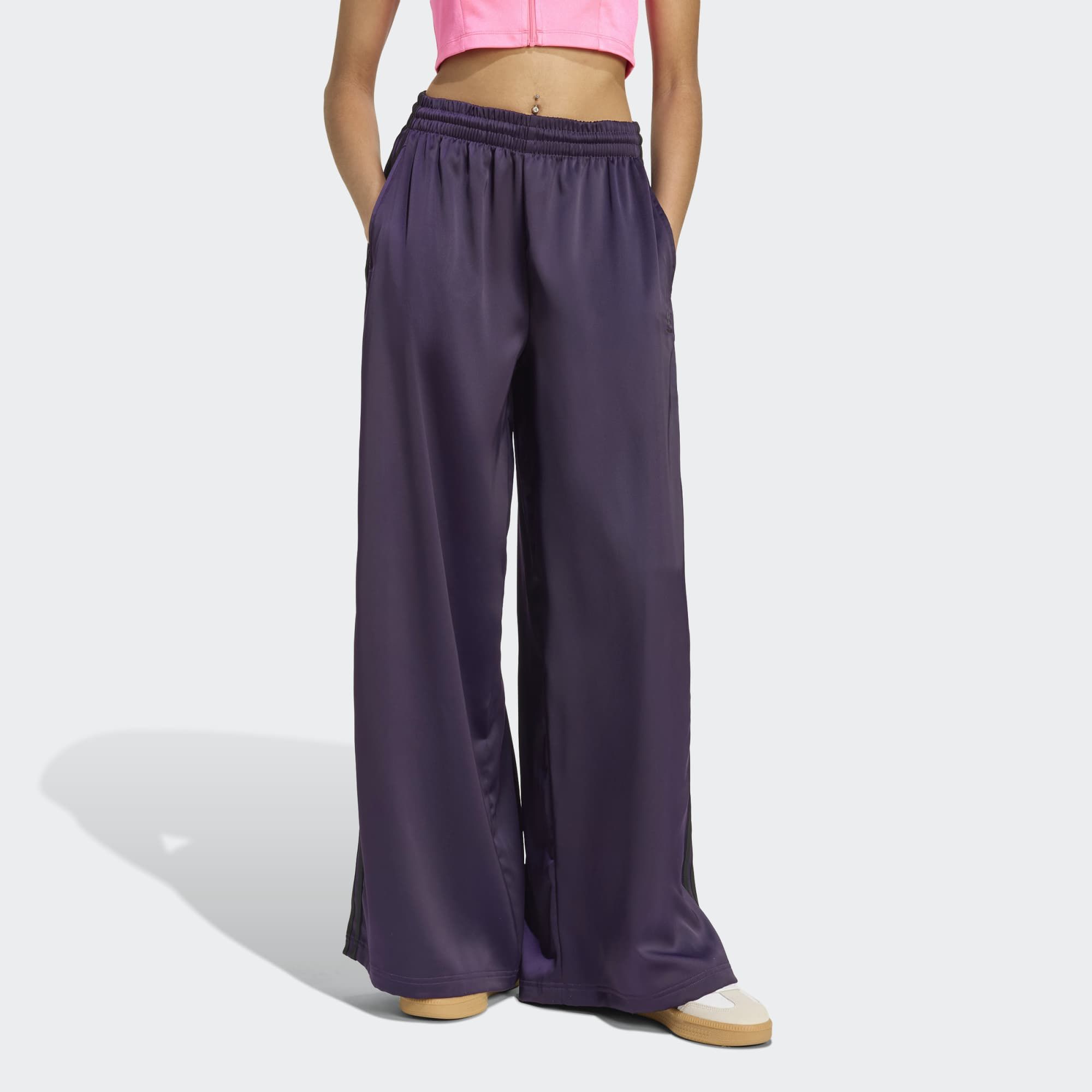 adidas Originals Women's Adicolor Satin Wide Leg Track Pants Aurora Plum thumbnail