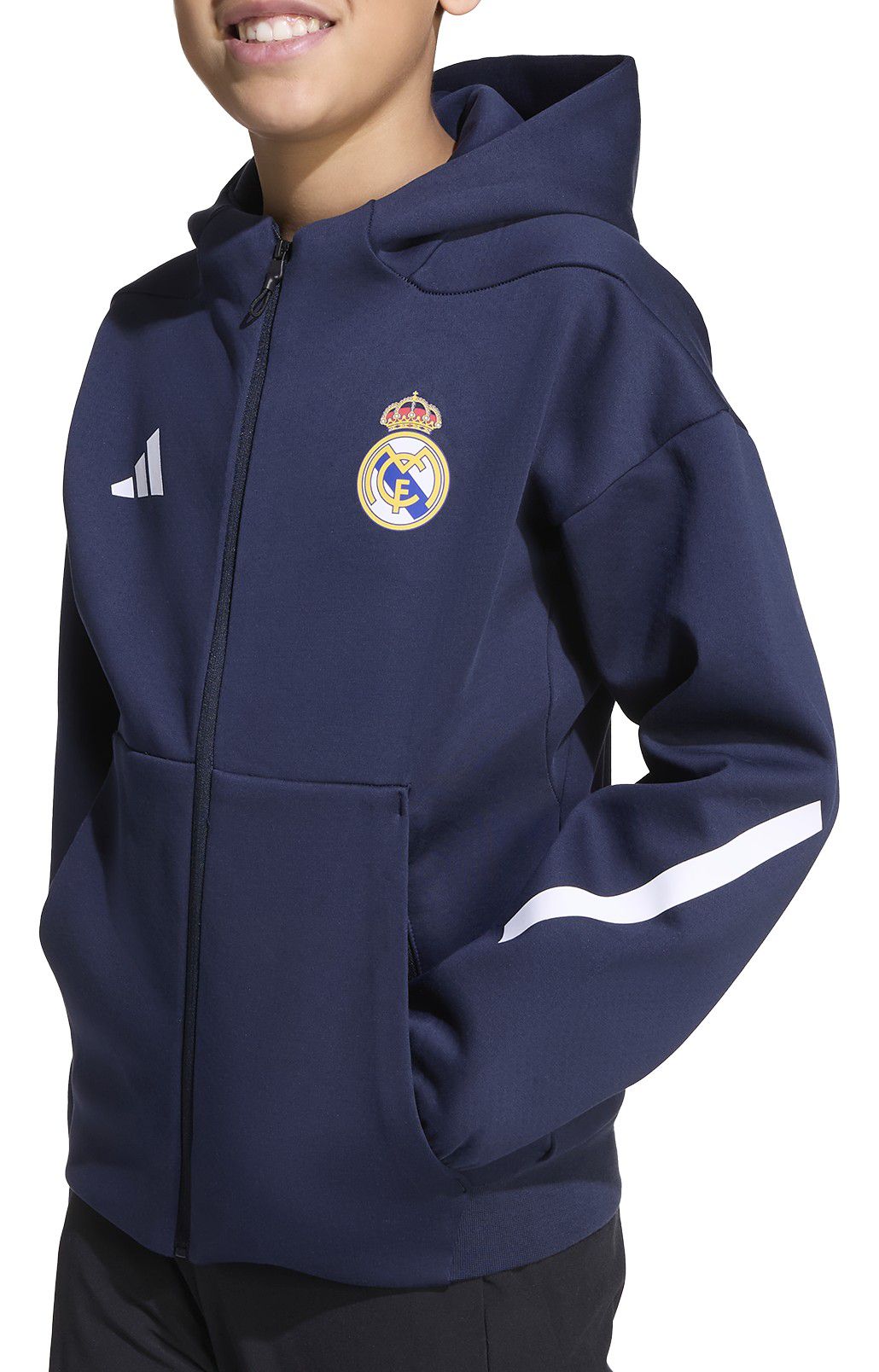 adidas Youth Real Madrid 2025 Navy Prematch Jacket