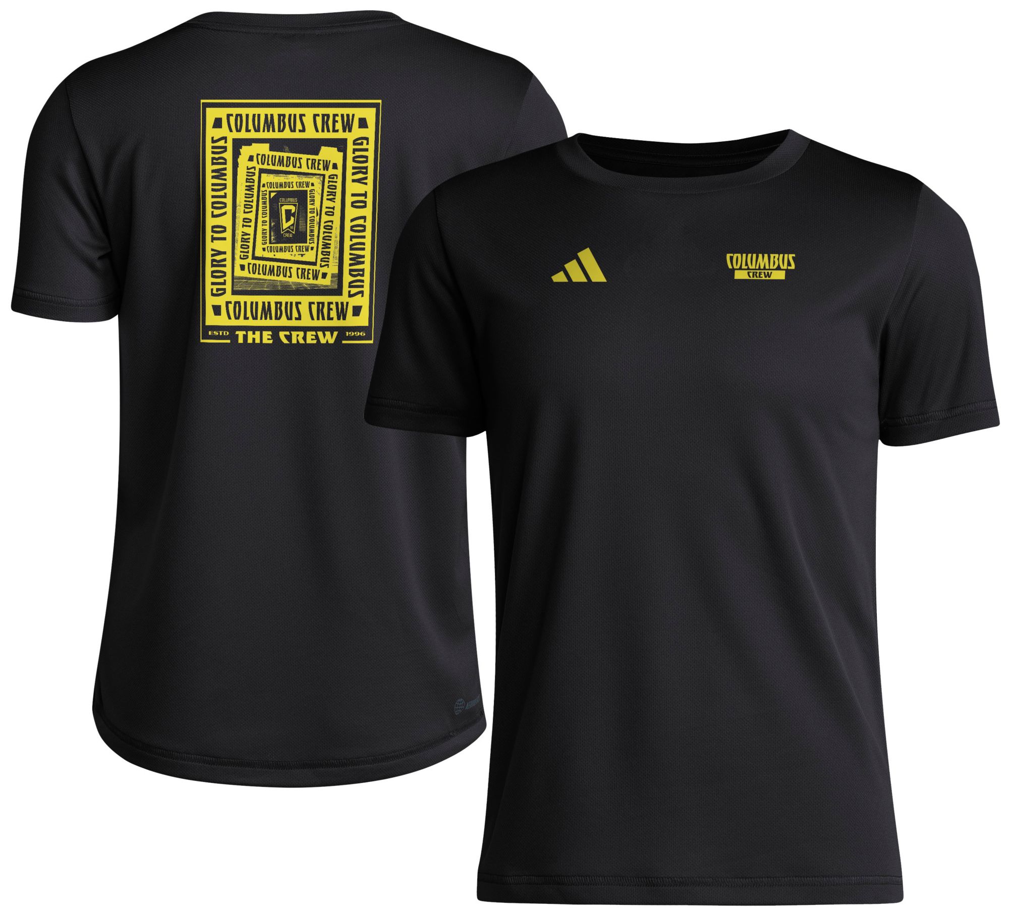 adidas Youth Columbus Crew 2025 Black Local Warp T-Shirt